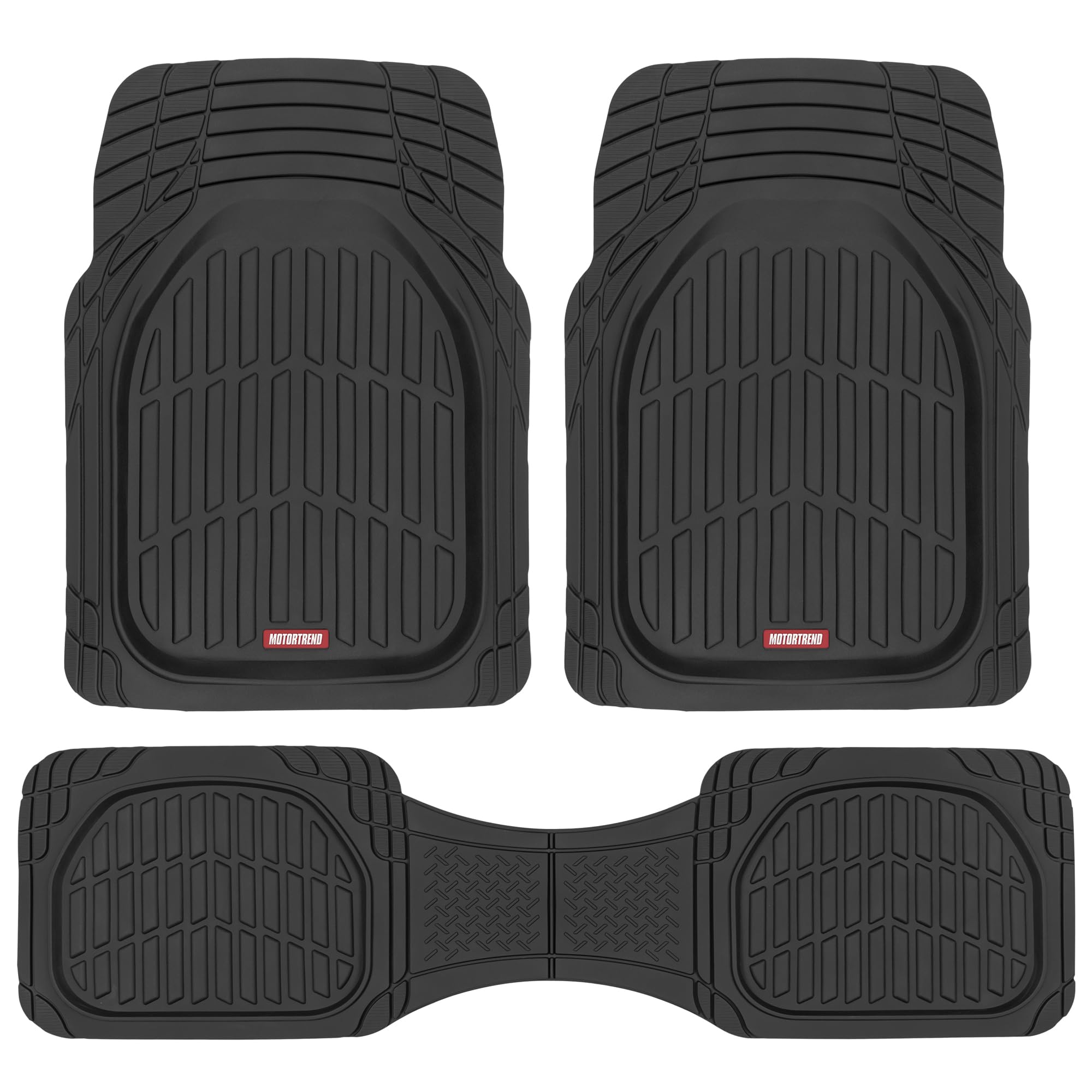 Motor Trend FlexTough Floor Mats for Cars, Black Deep Dish All-Weather Car Mats, Waterproof Trim-to Fit Automotive Floor Mats for Cars Trucks SUV, Universal... — Motor Trend