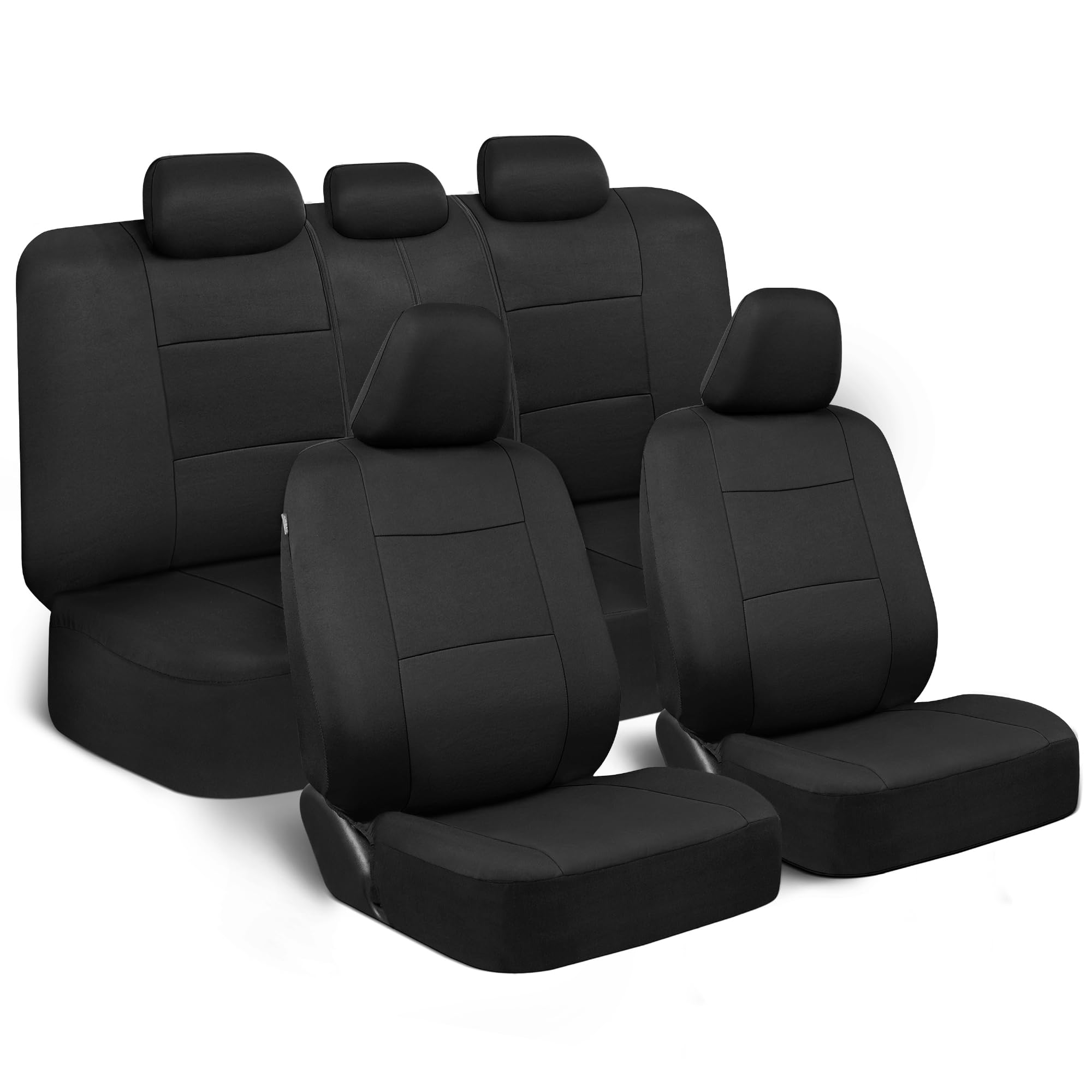 BDK PolyPro Car Seat Covers Full Set in Solid Black, Front and Rear Split Bench Seat Covers for Cars, Easy to Install Car Seats Cover Set and Accessories for... — Bdk