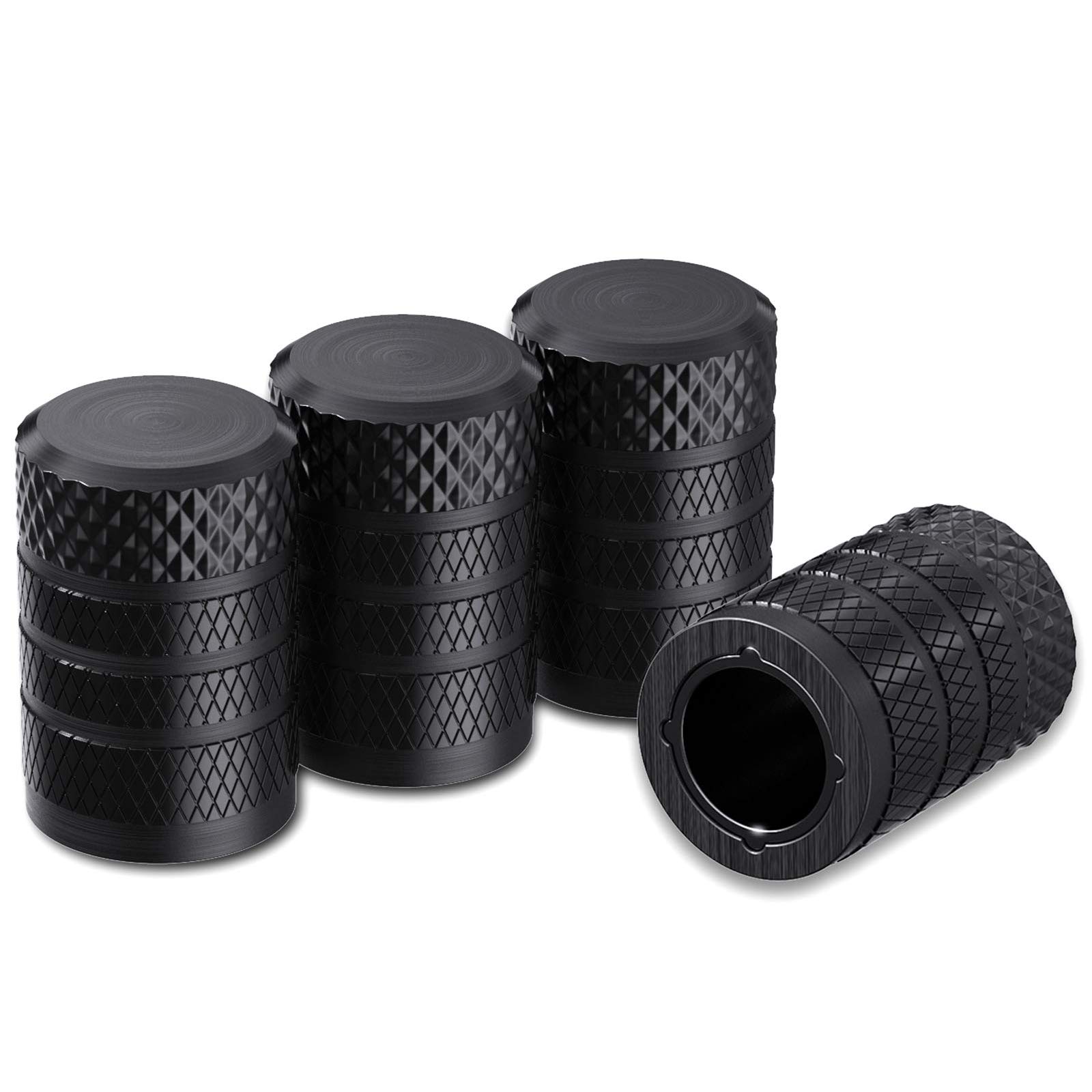 CKAuto Tire Valve Stem Caps, Aluminum Black, 4 pcs/Pack | Corrosion Resistant, Universal Stem Covers for Cars Trucks Motorcycles SUVs and Bikes — Ckauto