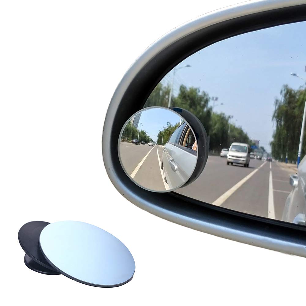 BEEWAY Blind Spot Mirrors, Round Frameless 360° Rotate Sway Adjustable HD Glass Convex Mirror Maximize RearView Universal for Car SUV Trucks Traffic Safety -... — Beeway