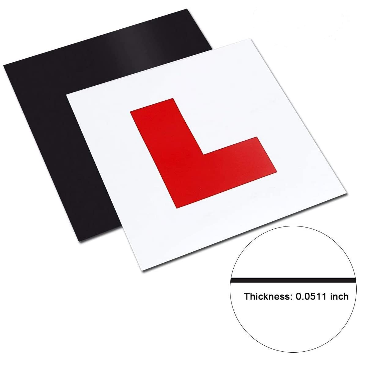 Onarway Fully Magnetic Car L-Plates 2 Pack Extra Thick Learner Plates | Strong Magnetic Red L Plates for Car, No Melting No Blow off Easy to Move without Scr... — Onarway