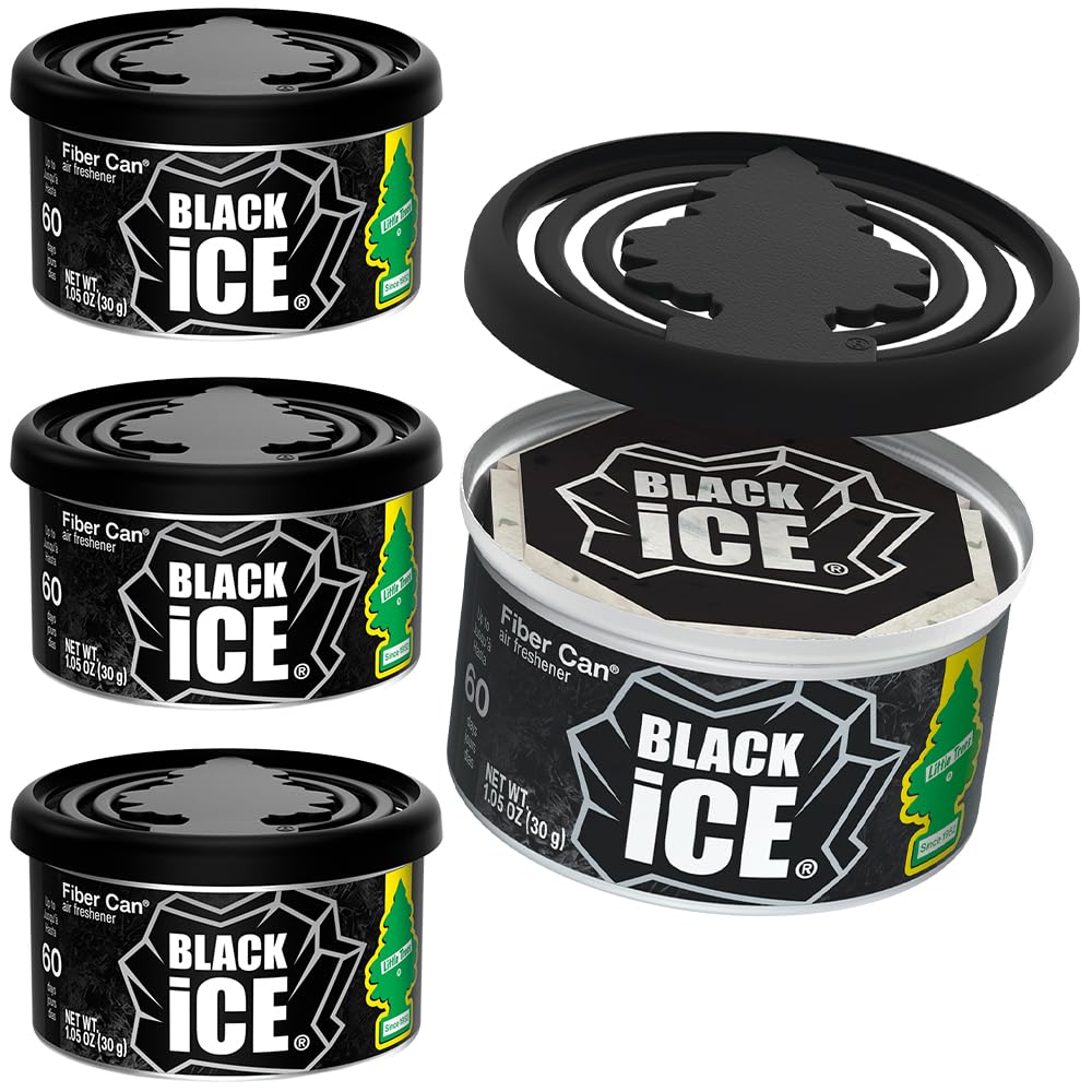 LITTLE TREES Car Air Freshener | Fiber Can Provides Long Lasting Scent for Auto or Home | Recycled Fiber | Black Ice, 4 Air Fresheners — Little Trees