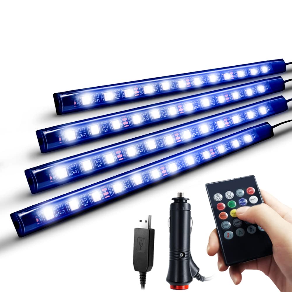 車 LEDテープライト USB&シガーソケット 2種給電 車内装飾用 防水 高輝度 音に反応 RGB 8色切替 多種フラッシモード 4パターン点灯 フットライト 足下照明 リモコン付き — Nanpoku