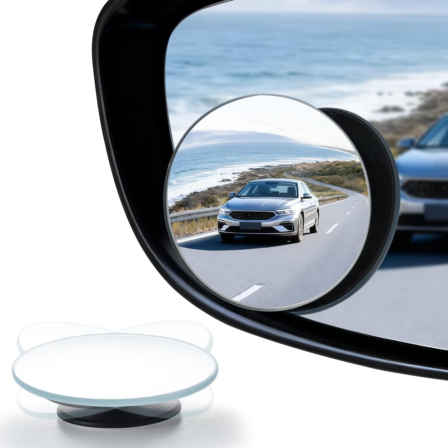 LivTee Blind Spot Mirror, 2" Round HD Glass Frameless Convex Rear View Mirrors Exterior Accessories with Wide Angle Adjustable Stick for Car SUV and Trucks,... — Livtee