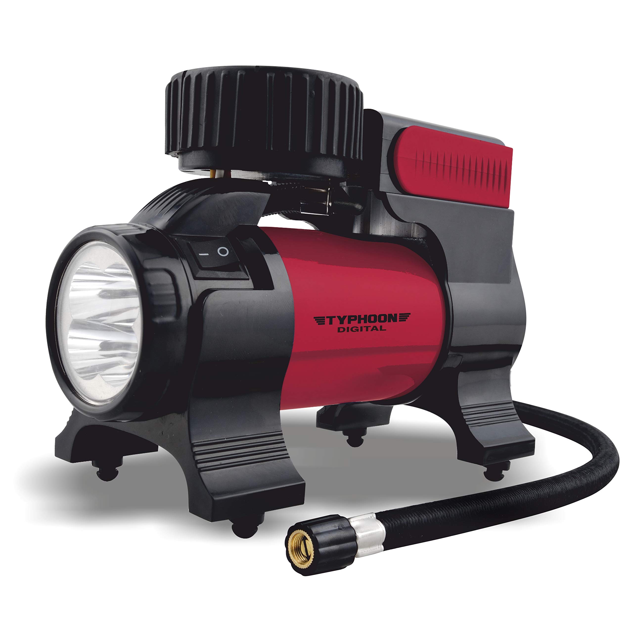 Bergmann Typhoon Digital Heavy-Duty Metal Tyre Inflator with Auto Cut-Off & LED Light (BCT-150D), 35 Liters_Per_Minute, Wine Red — Bergmann