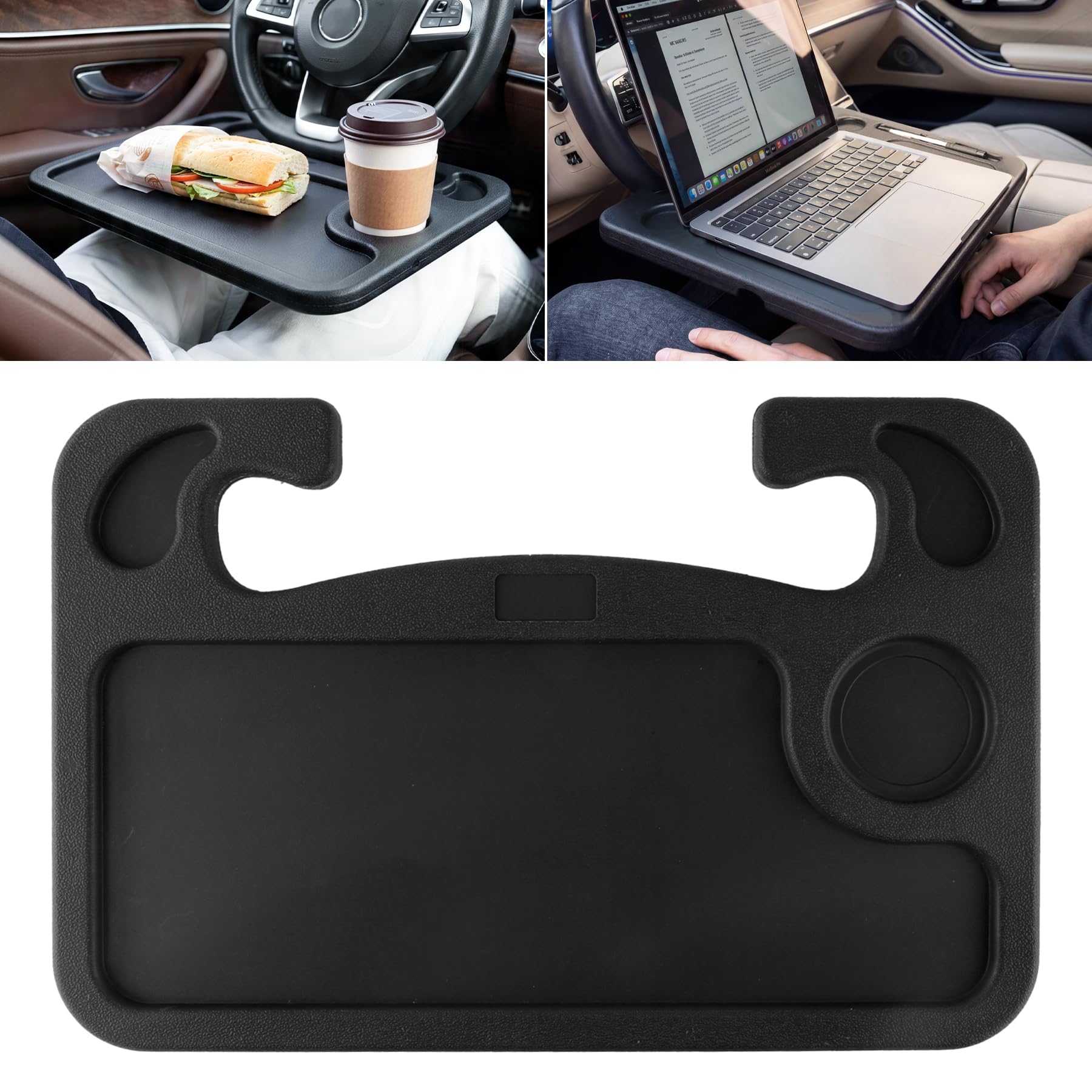 JUSTTOP Car Steering Wheel Desk for Laptop,Multipurpose Travel Car Accessories, Car Seat Stand Trays for Eating, Steering Wheel Overhead Table Console(Black) — Justtop