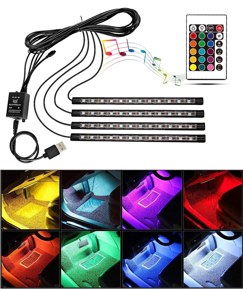 Interior Car LED Light Strip Music Sound-activated and Remote Control 4 in1 Waterproof Light Bar RGB Car Atmosphere Lights — Letrade