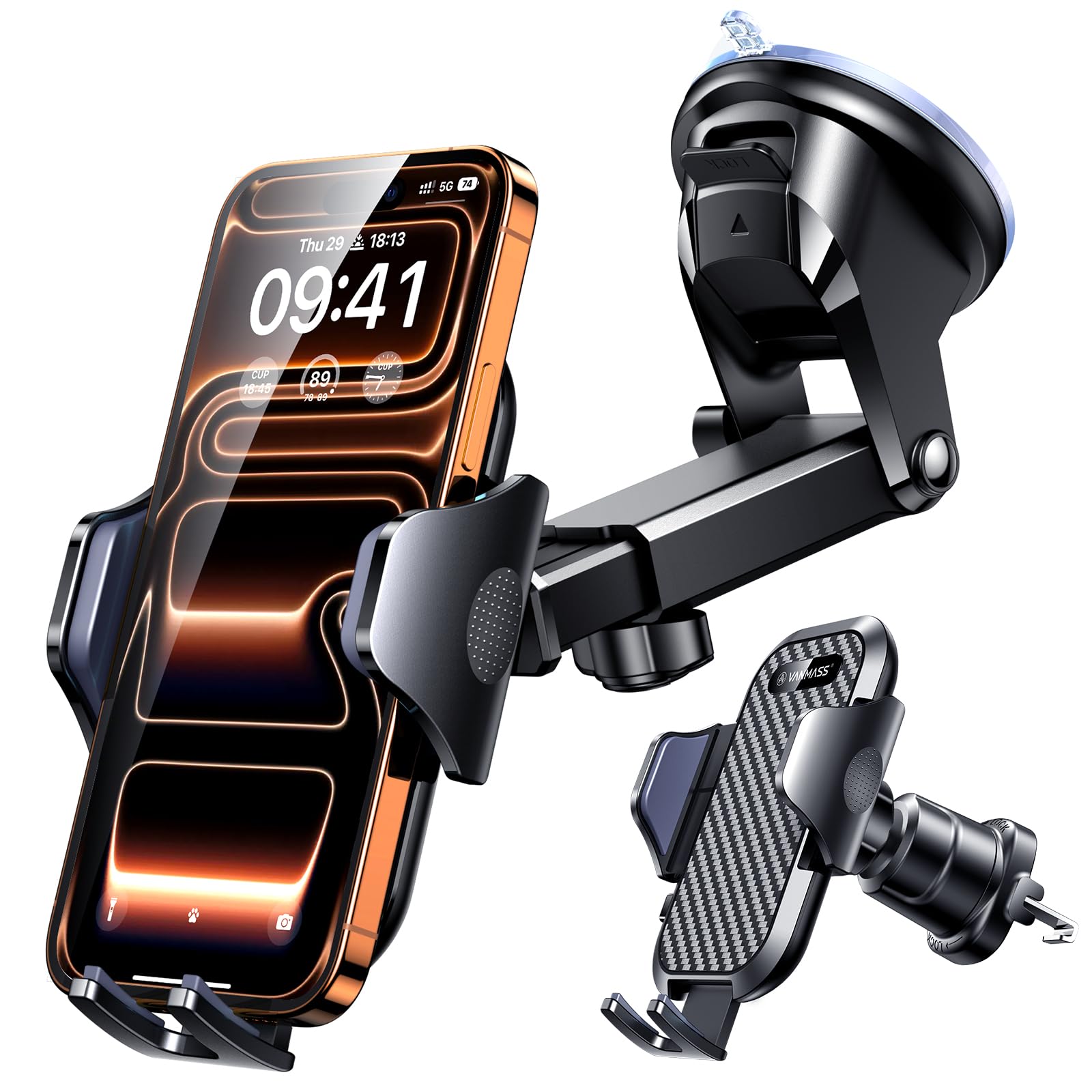 VANMASS Best Car Phone Holder [Dash+Windscreen+Vent] Van Stand Mobile Mount — Vanmass
