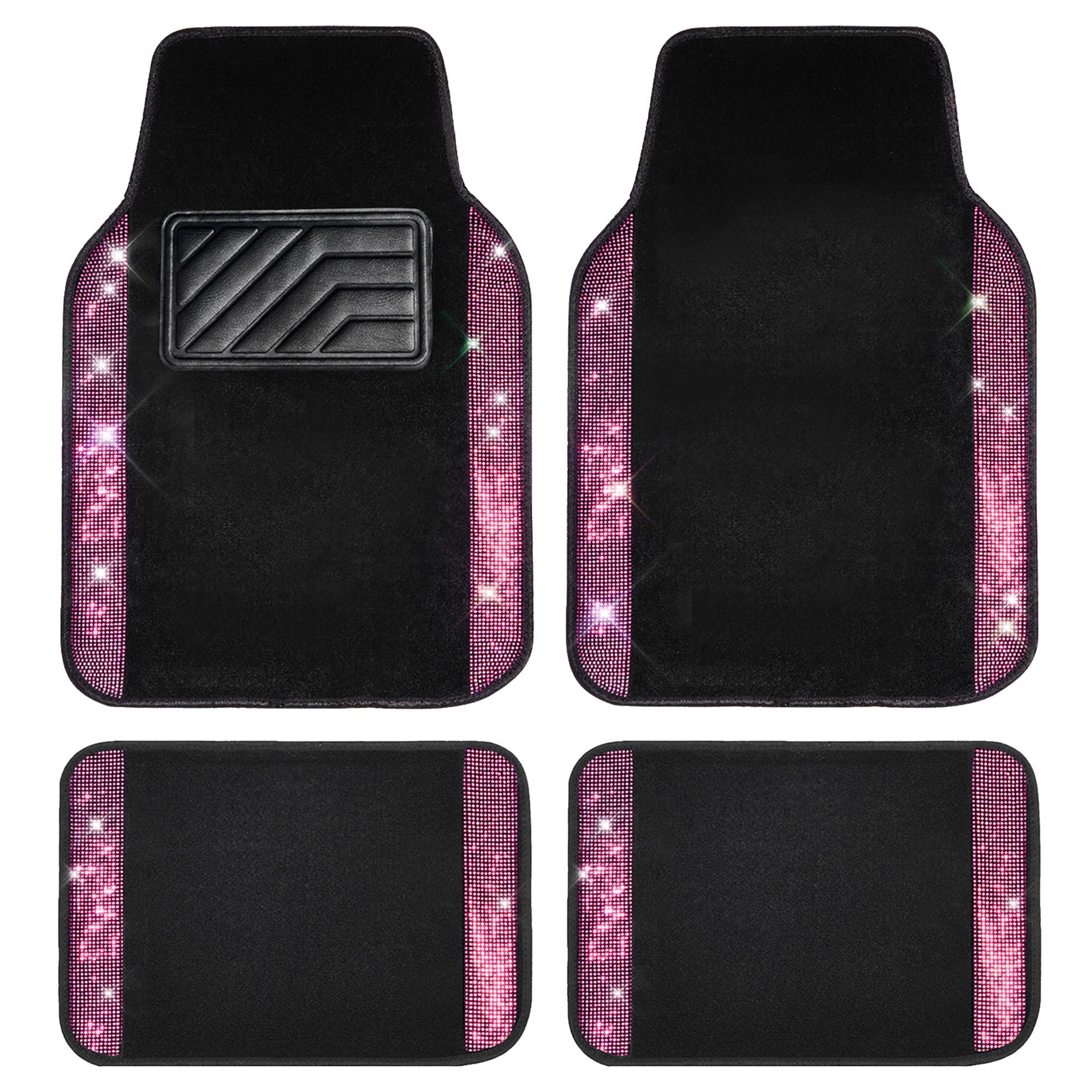CAR PASS Bling Diamond Car Floor Mat Shining Rhinestones Carpet, Sparkly Glitter Crystal Anti-Slip PVC Heel Pad Automotive Universal Fit for SUV Sedan Car Va... — Car Pass