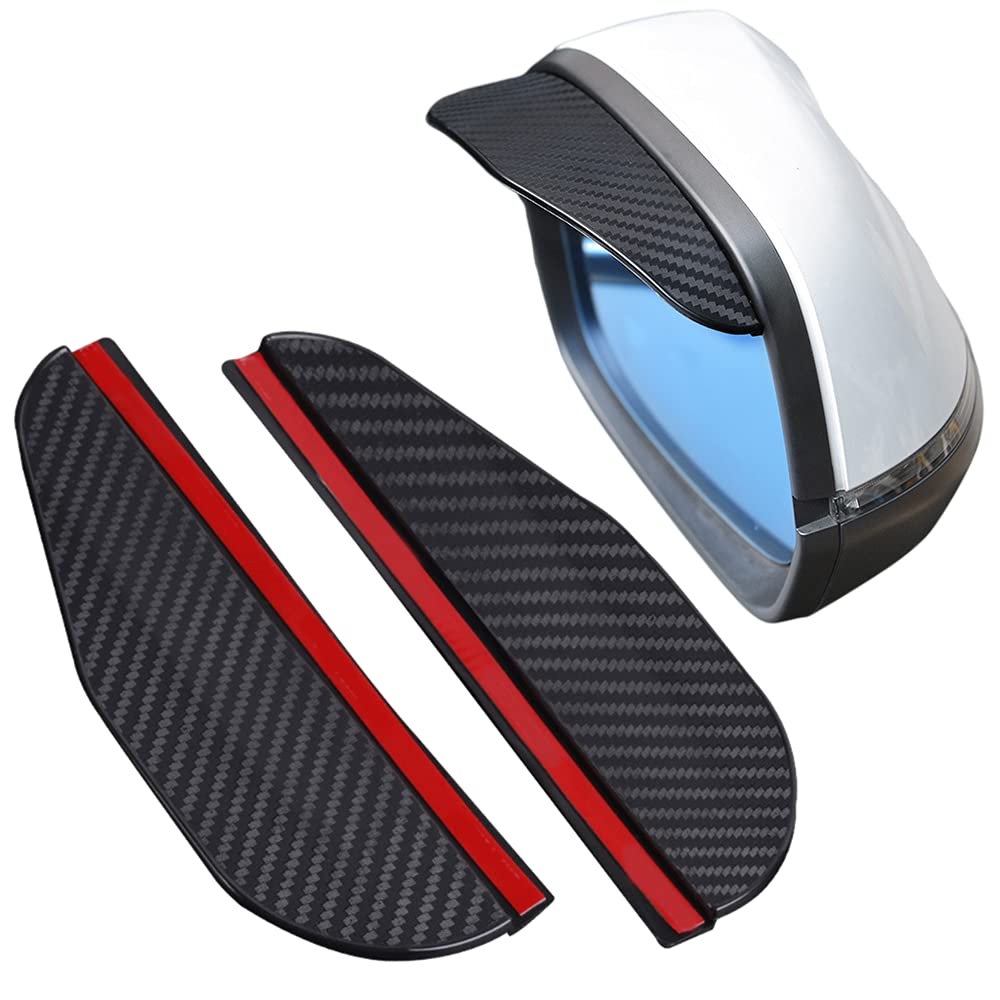 1 Pair Car Side Wing Mirror Rain Protector Cover Cap Smoke Guard Universal Carbon Fiber Rear View Side Eyebrow for SUV Truck Accessories — Silulcm