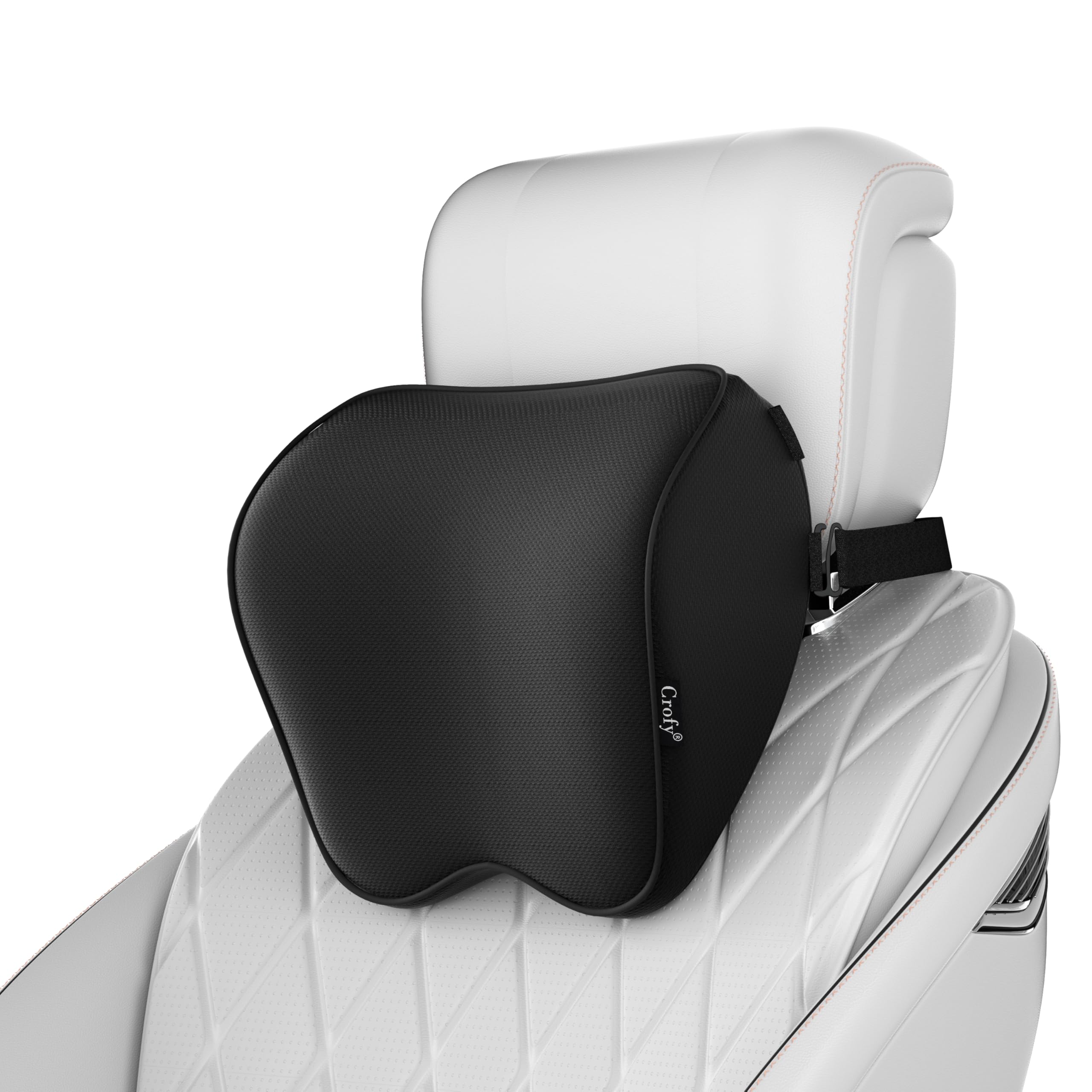 Crofy 2-Pack Car Neck Pillow, Softness Car Headrest Pillow for Driving with Adjustable Strap, 100% Memory Foam and Breathable Removable Cover, Comfortable Er... — Crofy