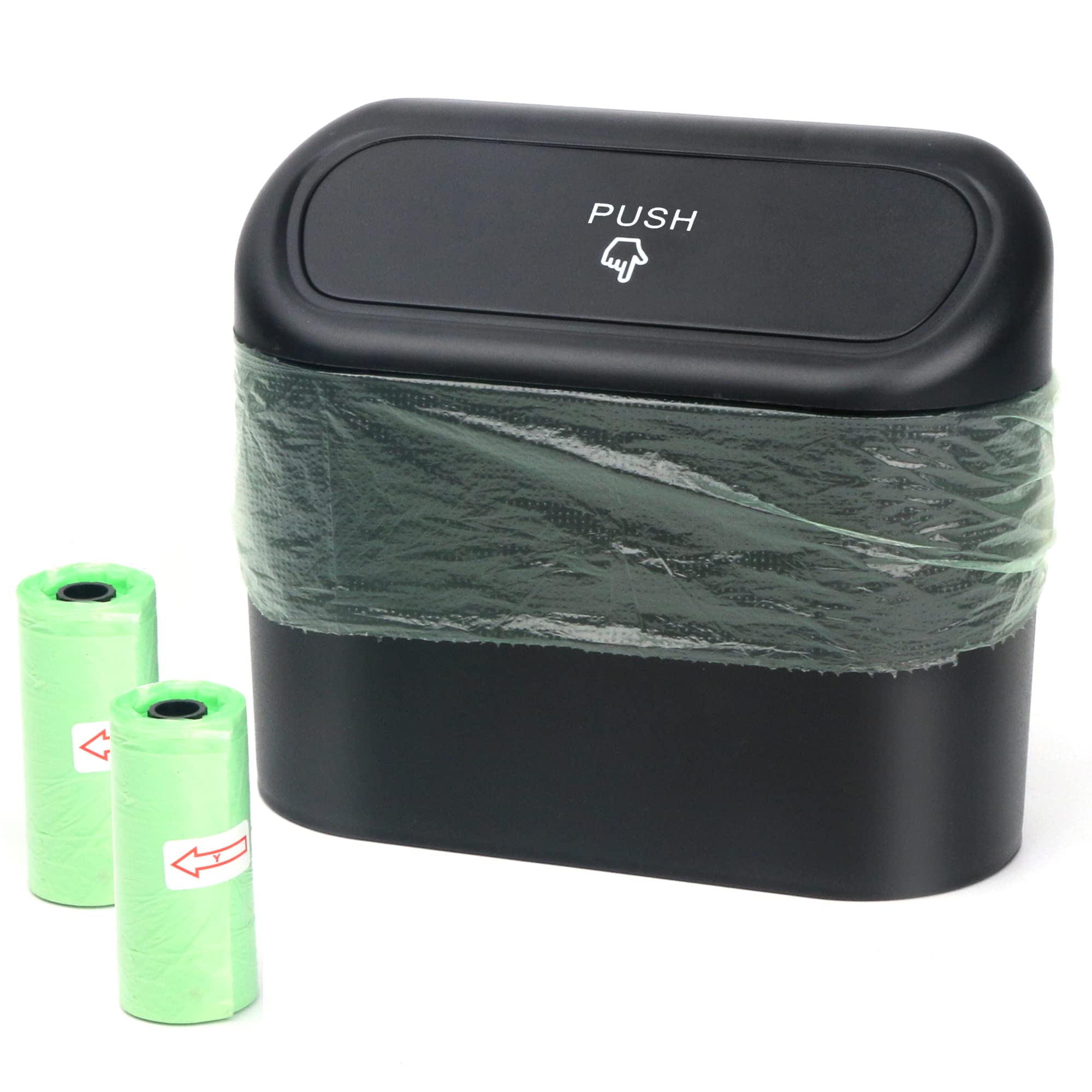 Einesin Car Trash Can, Mini Car Organizer Bin with Lid and 40pcs Trash Bags, Small Garbage Can for Storage and Organization Car Accessories, Capacity 1.4L — Einesin