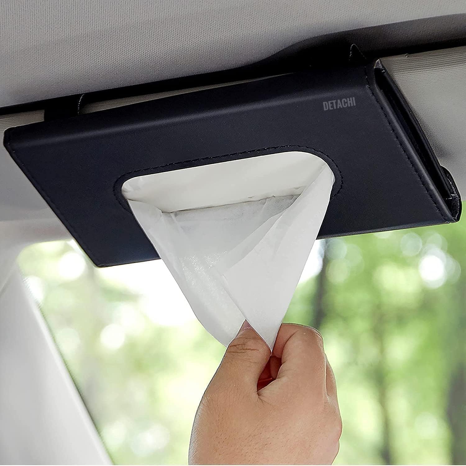 Detachi Car Tissue Holder, Sun Visor Napkin Holder, Car Visor Tissue Holder, Tissue Holder for Car (Black) — Detachi