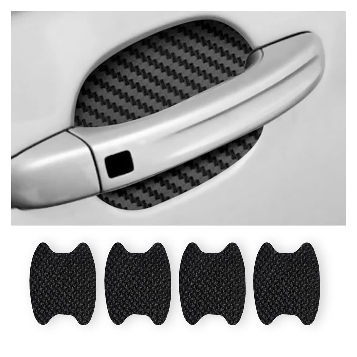 Blilo 4PCS Carbon Fiber Car Door Cup Protector Films, Black | non-marking protective layer, paint-covering barrier, fits most cars, SUVs, and trucks, car ext... — Blilo