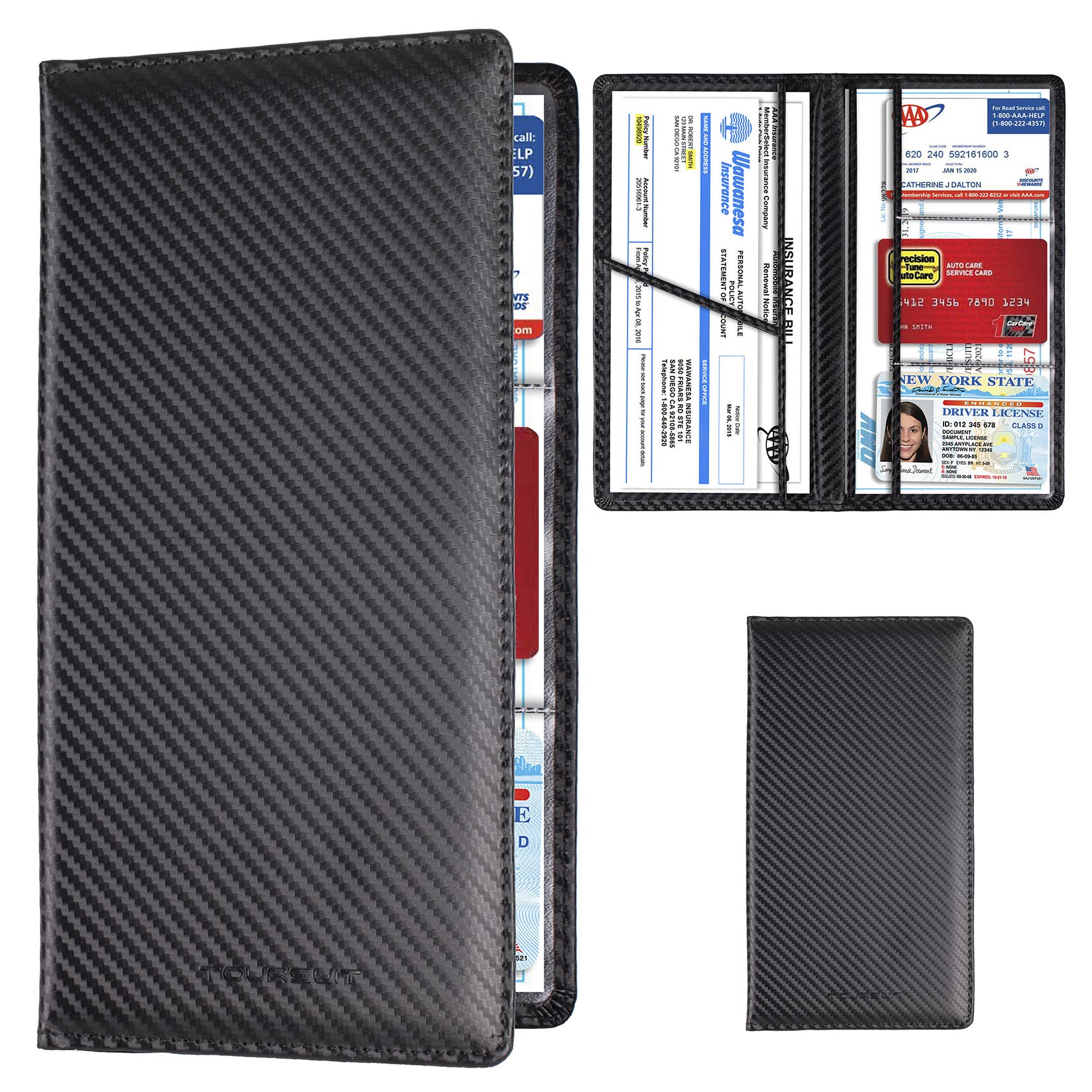 Car Registration and Insurance Card Holder, Vehicle License Document Glove Box Compartment Organizer, Essential Car Wallet Case for Driver Auto Owners Traile... — Toursuit