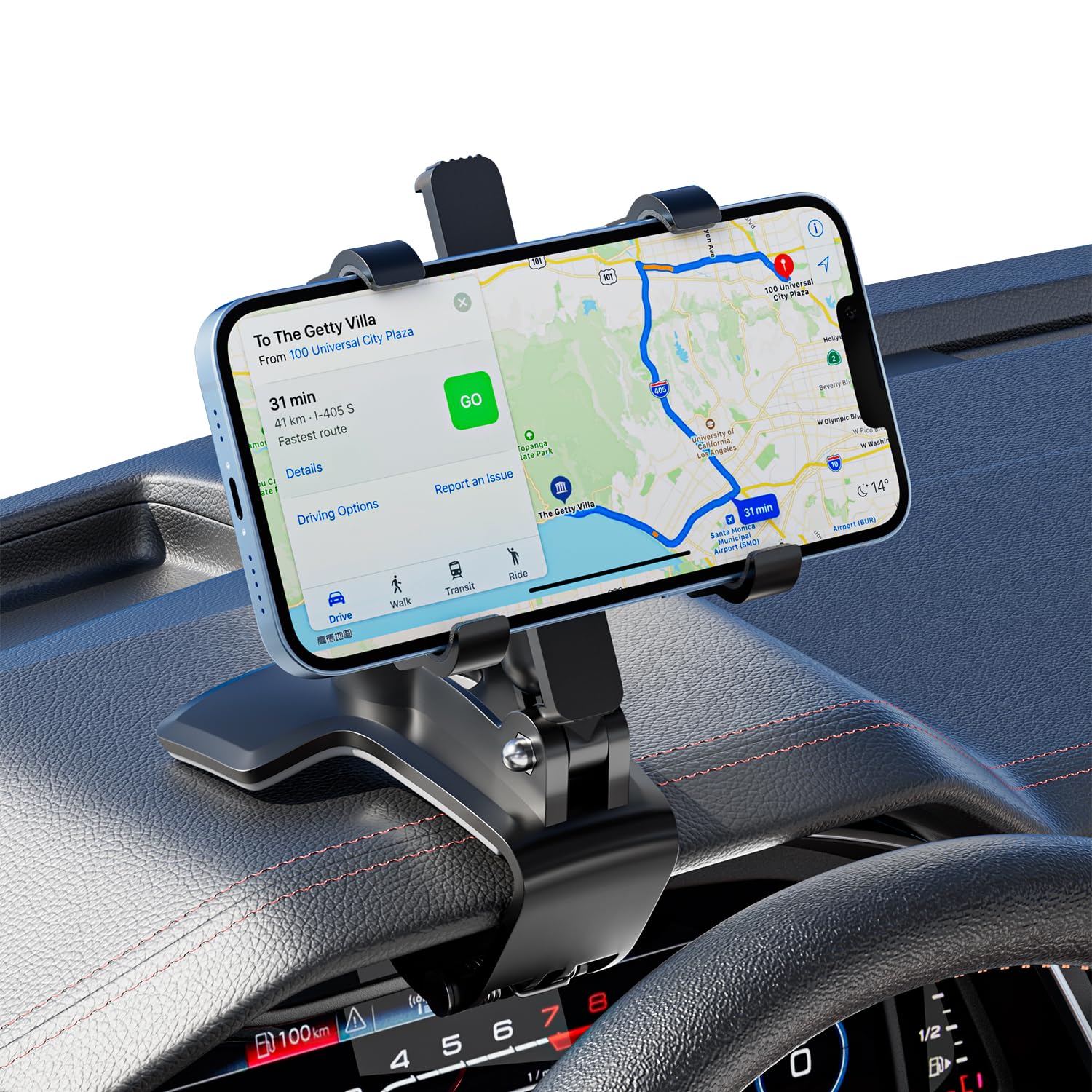 HUD式車載ホルダー 360度回転 クリップ式 スマートフォンホルダー 適切な角度に調整できます 片手操作 厚いケース対応 安定性 カー用品 便利グッズ 車内 取り付け簡単 iPhone/Huawei/Samsung/Sony/LGなど4.3-7.6インチ全機種対応 (新タイプ1個)