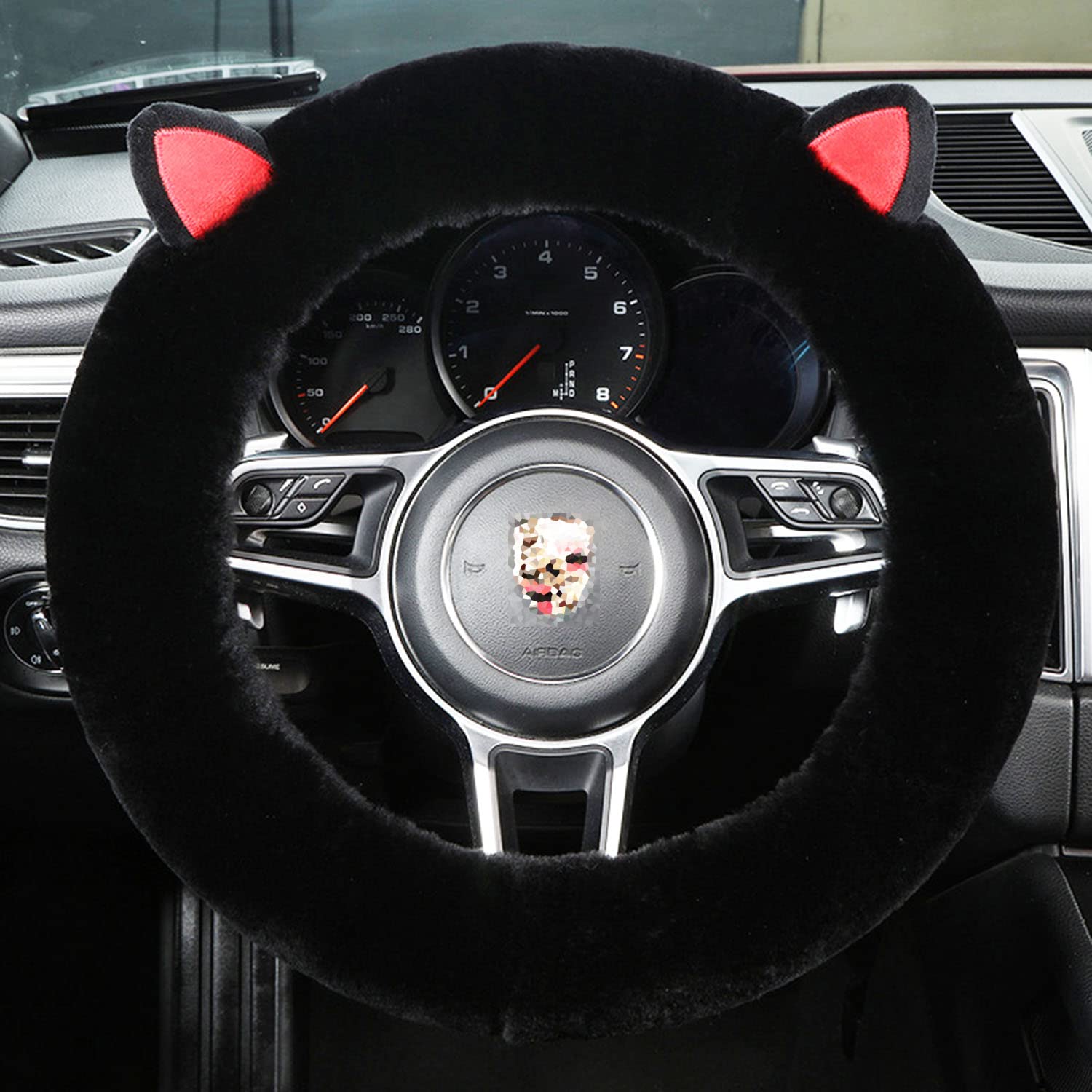 Fluffy Natural Sheepskin Fur Car Steering Wheel Cover Genuine Wool Steering Wheels Interior Accessories for Women Anti-Slip Universal for 15 inch