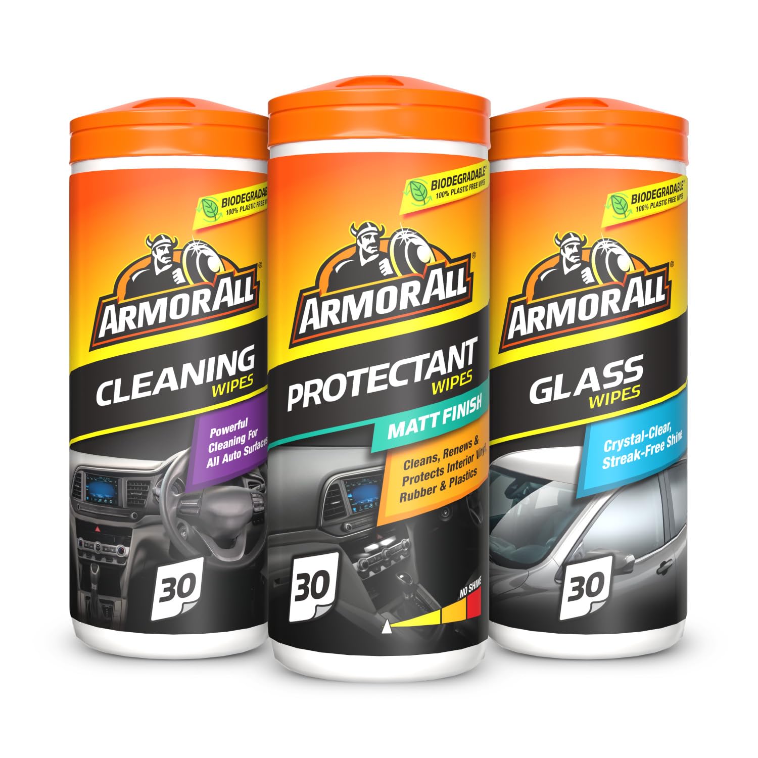 Armor All, Car Interior Cleaning Wipes, Triple Pack for Dashboard, Glass & All Around Interior, 90 Biodegradable Wipes (Set of 3x30 Plastic Free Wipes), Idea... — Armor All