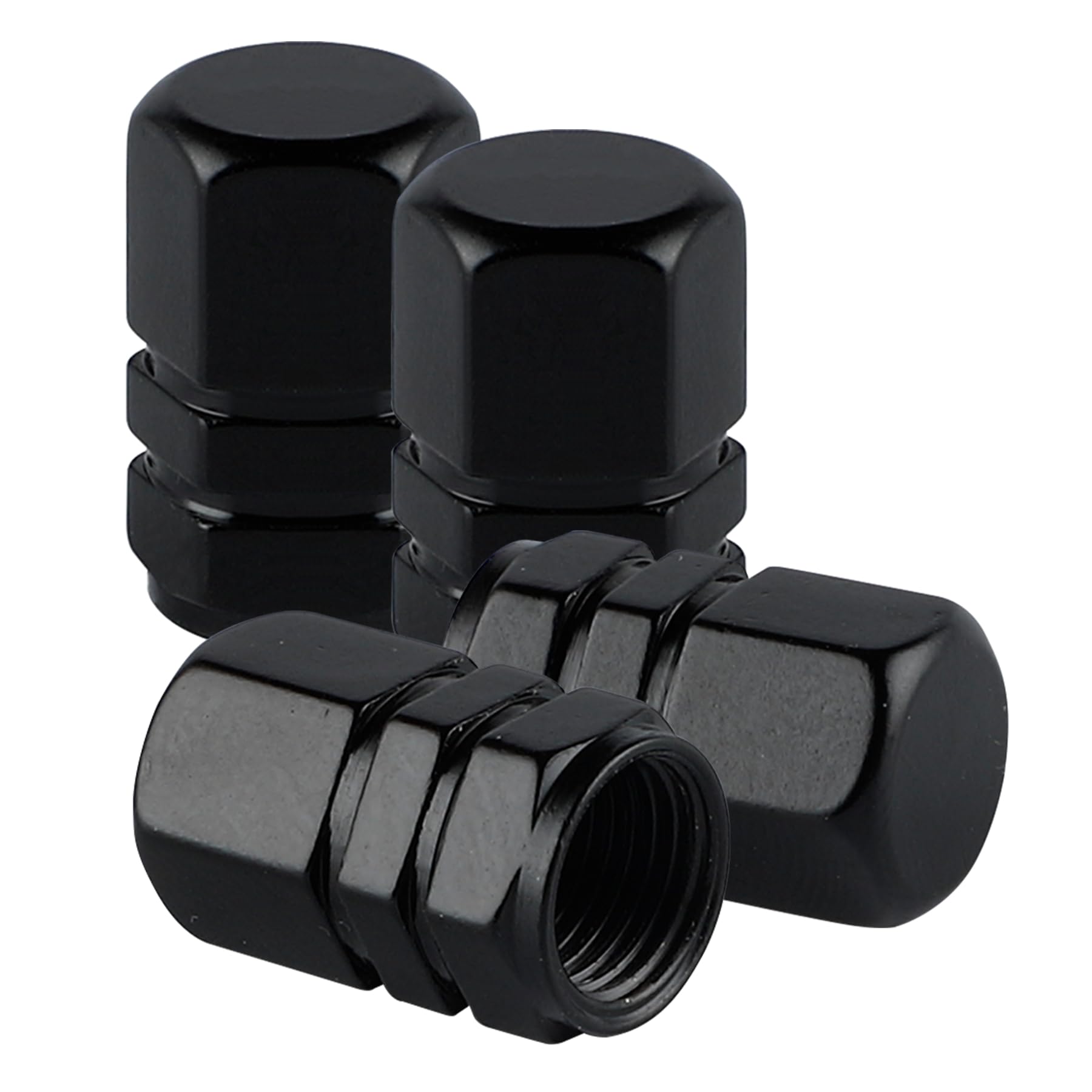 Aluminum Tire Stem Valve Caps Wheel Valve Covers Car Dustproof Tire Cap Cover Accessories, Universal for SUV, Car, Bike and Motorcycle, Hexagon Shape (4PCS B... — Alpmosn
