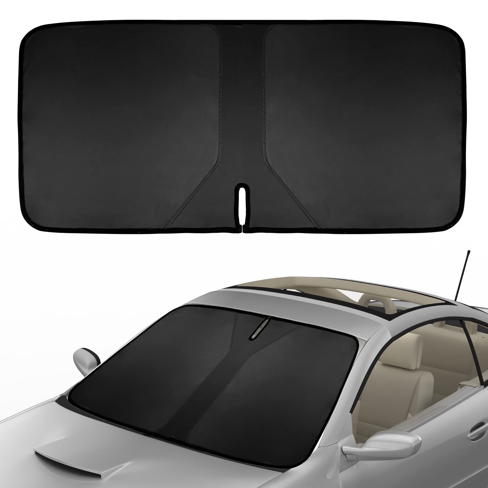 Car Windscreen Sun Shade Front Windshield Sunshade Foldable Sunshade Visor Cover Double Layer UV Protector Foldable Seamless Windshield Sunshade Cover with S... — Tslbw