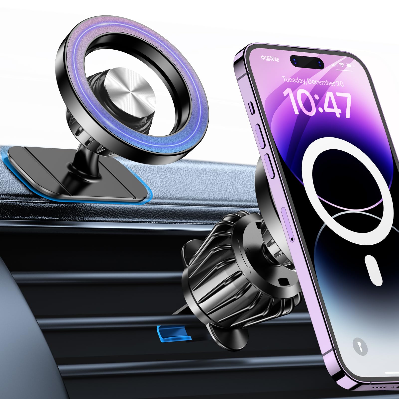 Kaistyle for Magsafe Car Mount【20 Strong Magnets】Magnetic Phone Holder for Car Phone Holder Mount Dash Mounted Holders Cell Phone Holders for Your Car Access... — Kaistyle