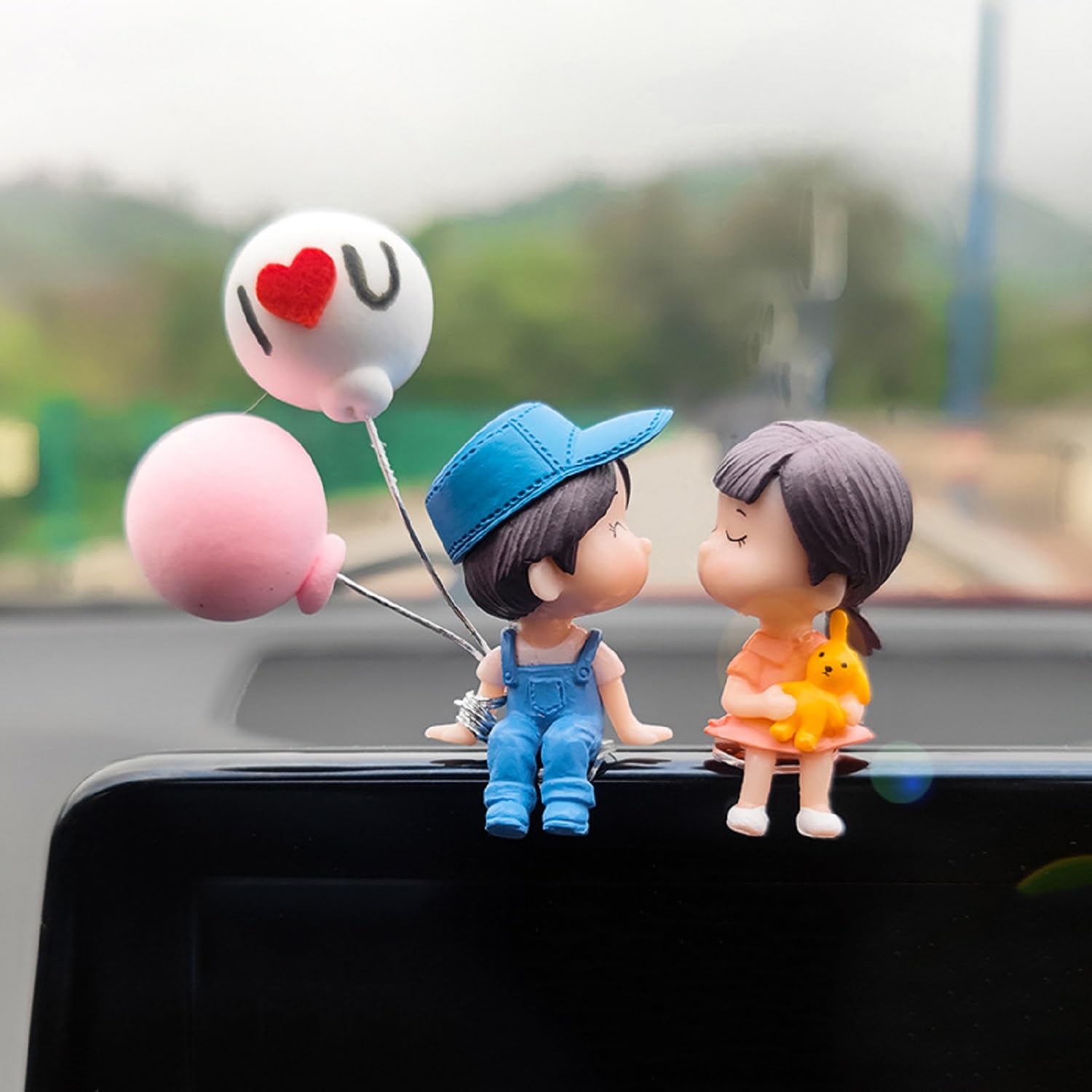 車用品 車内 アクセサリー カー用品 かわいい カップル 風船 樹脂 バースデー 自動車の小物 (ピンクの風船)