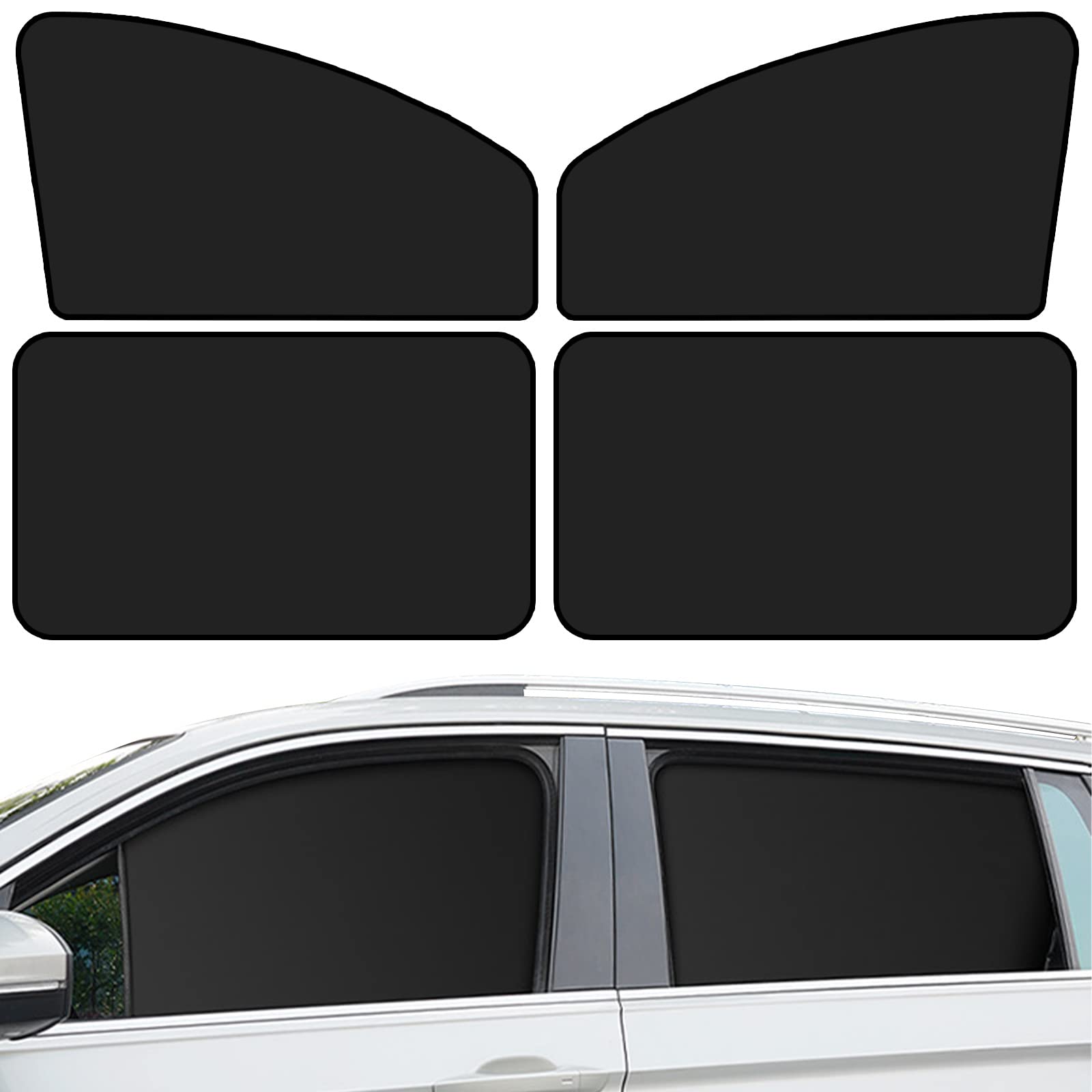 QUICTO Car Window Sun Shades, Universal Interior Accessories - Double-Sided Black (4pcs) — Quicto