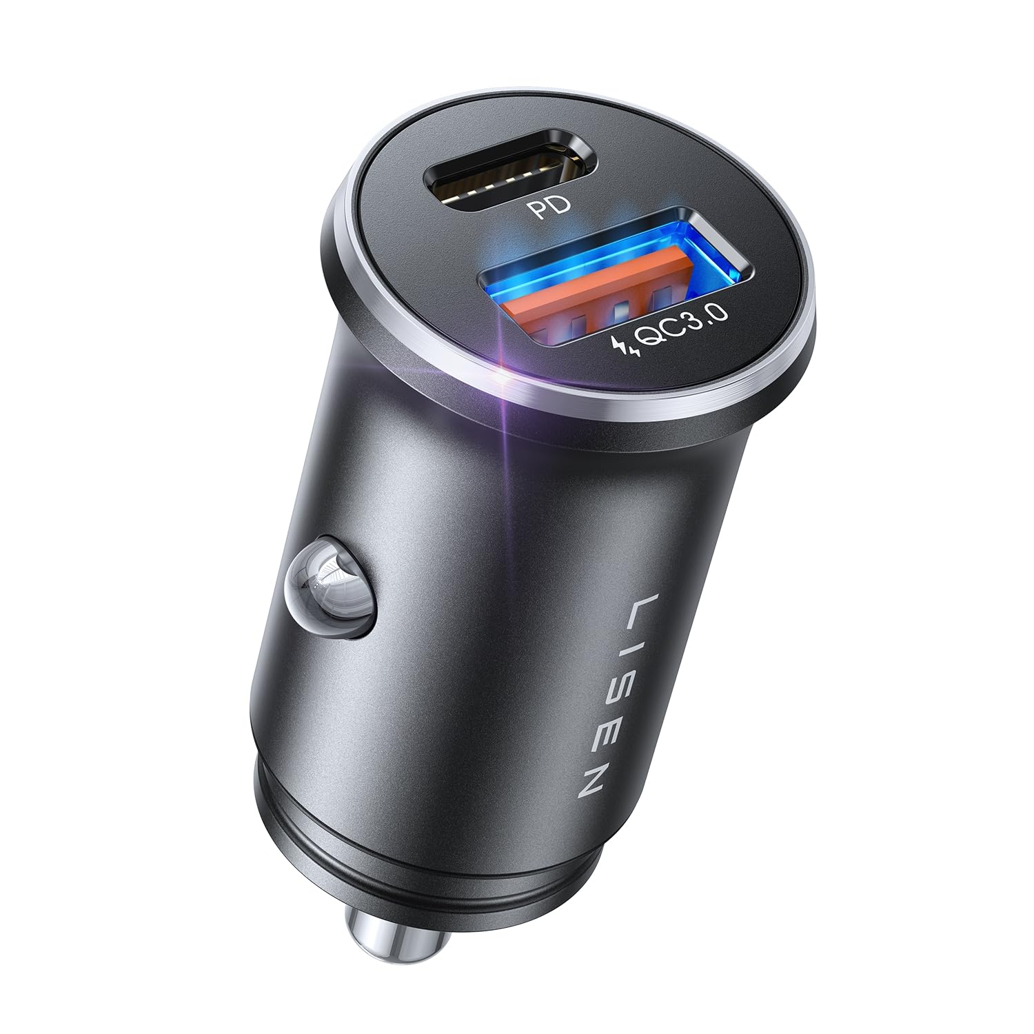 LISEN しがーソケット usb シガーソケット usb-c【業界最小・PD36W+QC18W急速充電】車 充電器 12V/24V全対応 PD3.0/QC3.0/PPS対応 金属ボディ・2ポート・iPhone 17e 30分で50%充電 カー用品 便利グッズ 車内 ジムニー・ハリアー80系・ヤリスクロス iPh... — Lisen