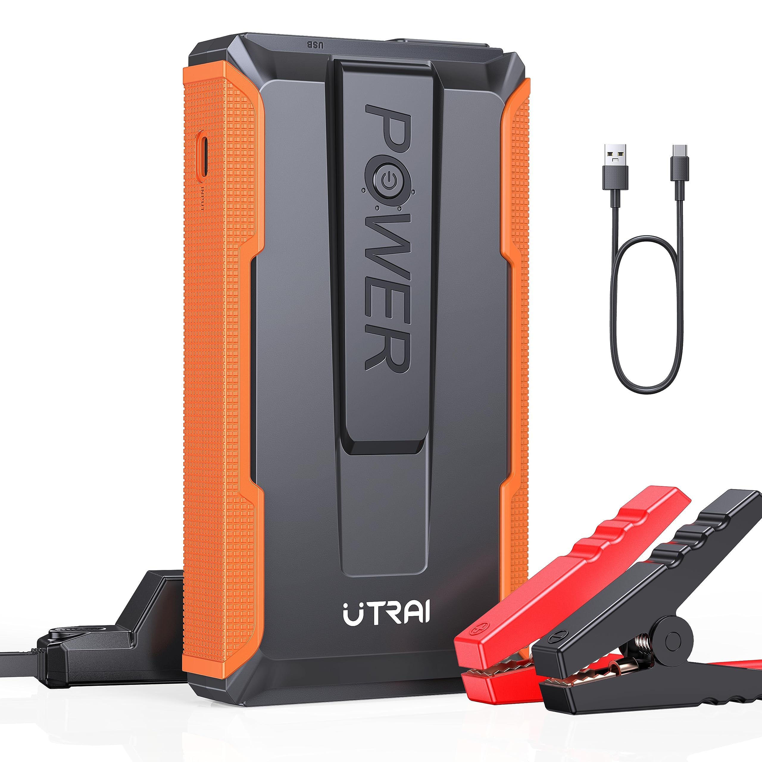 UTRAI ジャンプスターター 12V車用 エンジンスターター 車緊急始動 2000Aピーク電流 6.5Lまでのガソリン車 5.5Lまでのディーゼル車対応 モバイルバッテリー機能 LEDライト搭載 PSE認証済み — Utrai