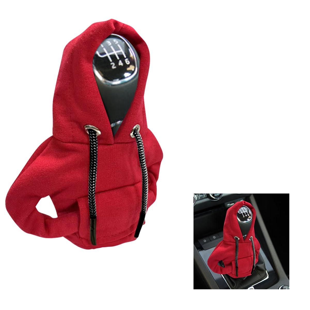 JOYCOURT Car Gear Shift Hoodie Auto Shifter Knob Cover, Red | Nylon Fashionable Mini Hoodie Decoration, Cute Gadgets, Universal Car Interior Accessories, Fit... — Joycourt