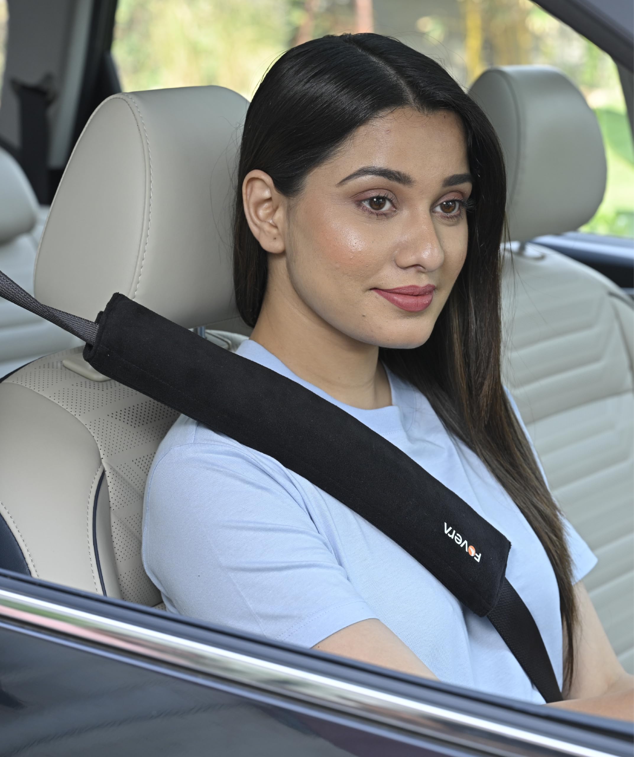 FOVERA Car Seat Belt Shoulder Cushions (Pack of 2) Car Safety Belt Soft Pad Cover for Comfortable Driving, Universal Fit for All Cars and Backpack (Black Col... — Fovera