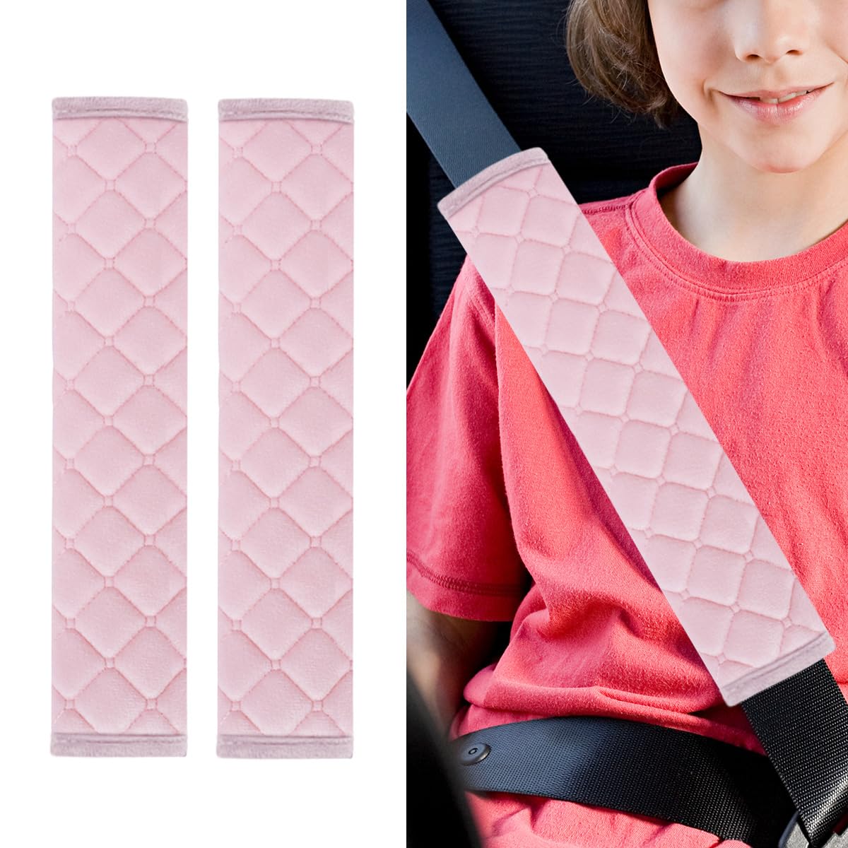 JOYCOURT 2PCS Universal Car Seatbelt Strap Cover, Long Crystal Velvet Shoulder Pad Cover Kit for Adults and Children, Helps Avoid Friction on Shoulder and Ne...