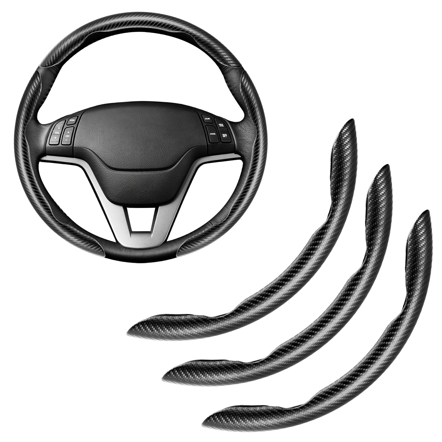 3pcs Carbon Fiber Anti-Skid Steering Wheel Cover, Waterproof & Segmented Butterfly Design, Universal 99% Vehicle Wheel Cover Protector, Car Interior Accessor... — Amiss