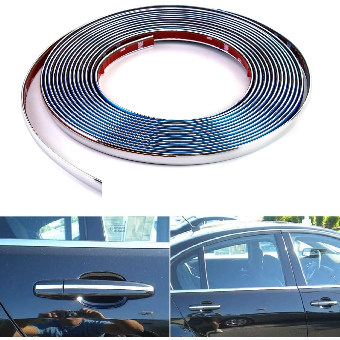 DETACHI Side Window Chrome Beading Roll Custom Plated Decoration Trim Strip Line Car Door Fender Interior DIY Moulding Trimming Universal for car (10mm, 5m,... — Detachi