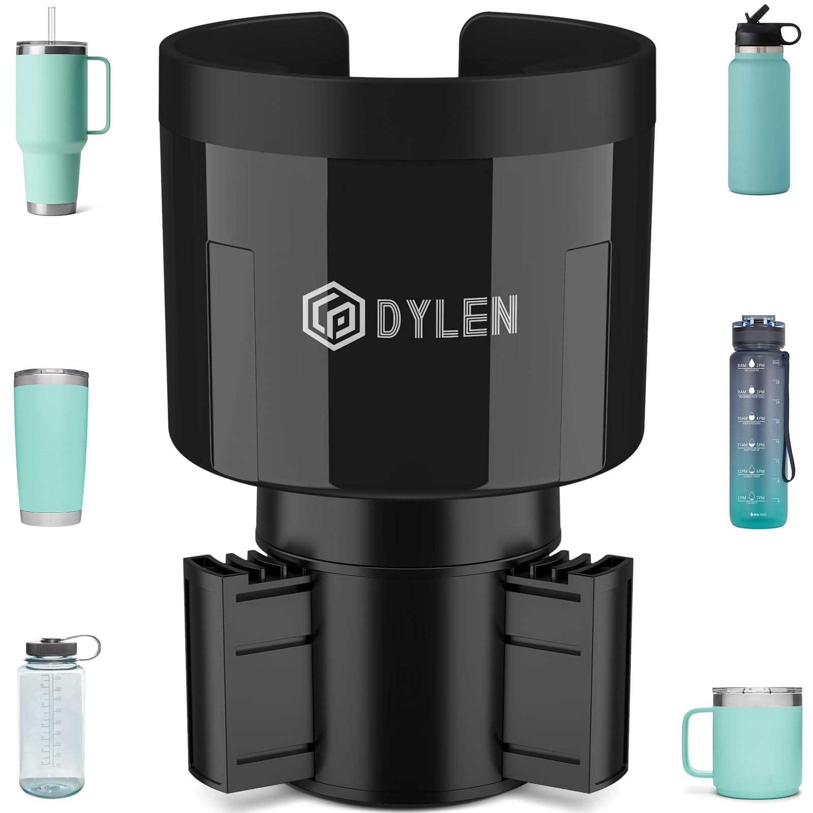 DYLEN Car Cup Holder Expander, Cup Holder for Cars with Expandable Insert | Cup Holder Adapter Fits Stanley 0.4-1.2 L, Owala 0.7-1.2 L, Fits Large Drink Bott... — Dylen