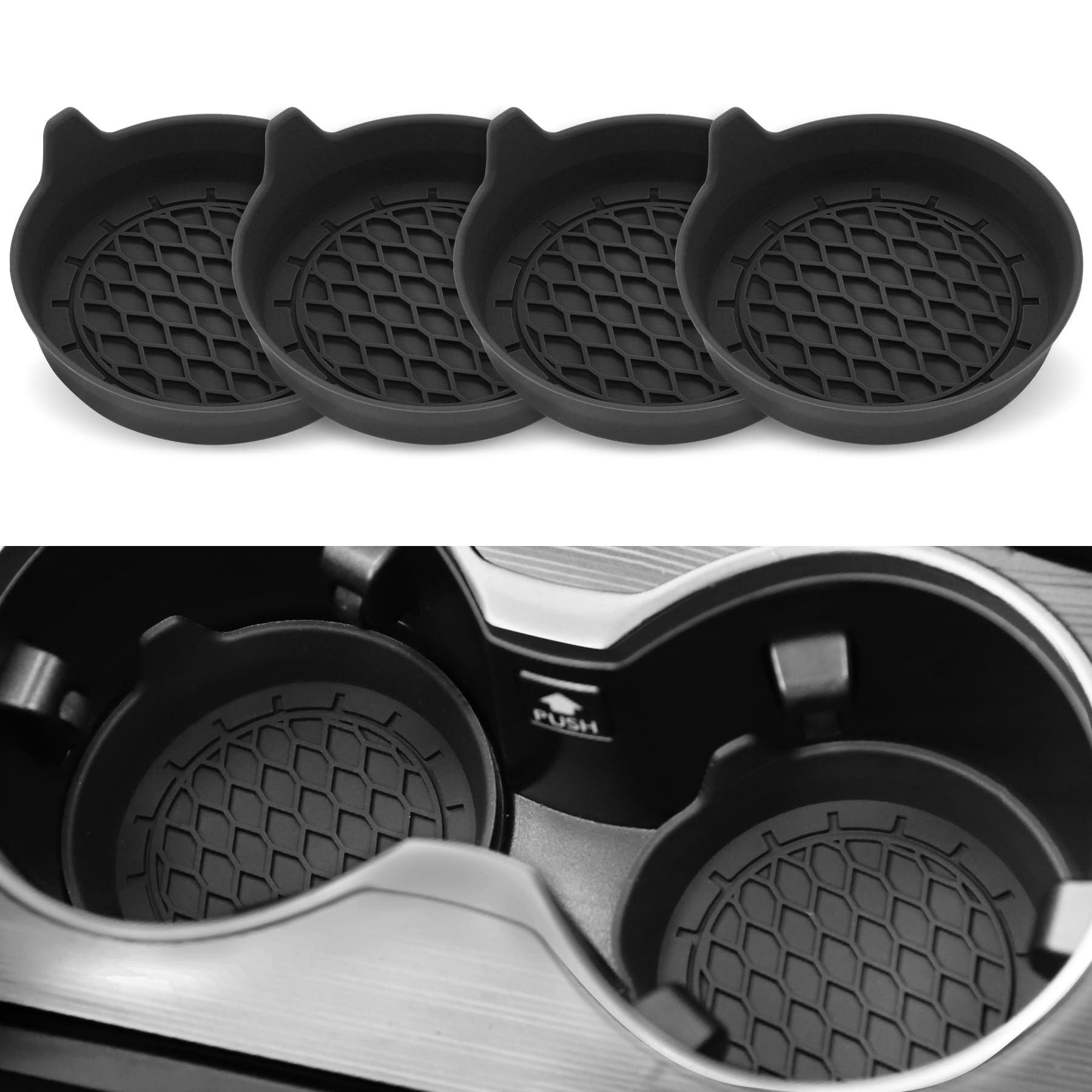 SINGARO Car Cup Holder Coaster, Silicone Cup Holder Insert, Universal Non-Slip Cup Holders, Car Accessories Interior for Women and Man Interior Sets 4 Pack B... — Singaro