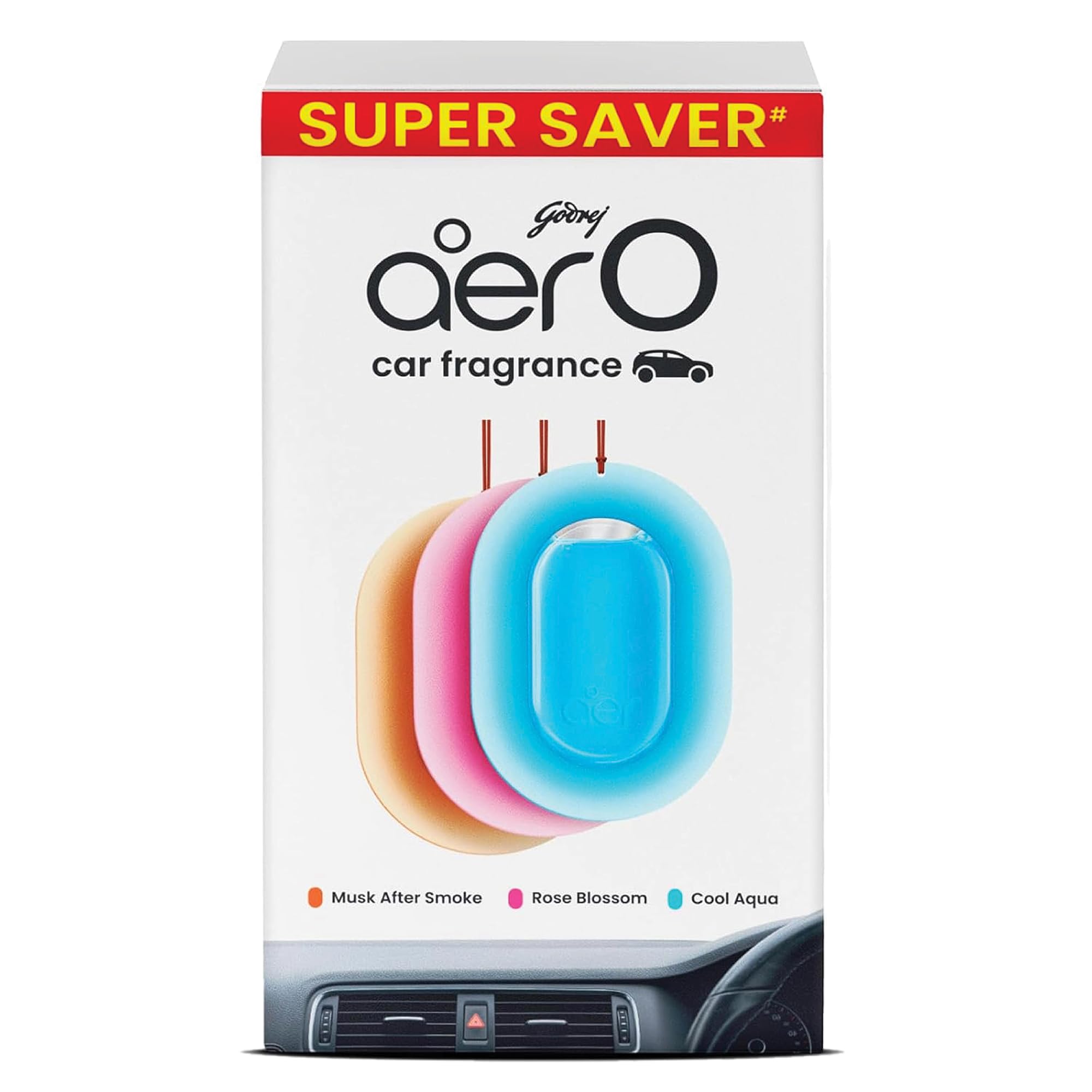 Godrej aer O – Hanging Car Air Freshener – Assorted Pack of 3 (22.5g) | Gel Lasts up to 30 days | Car Accessories — Godrej Aer