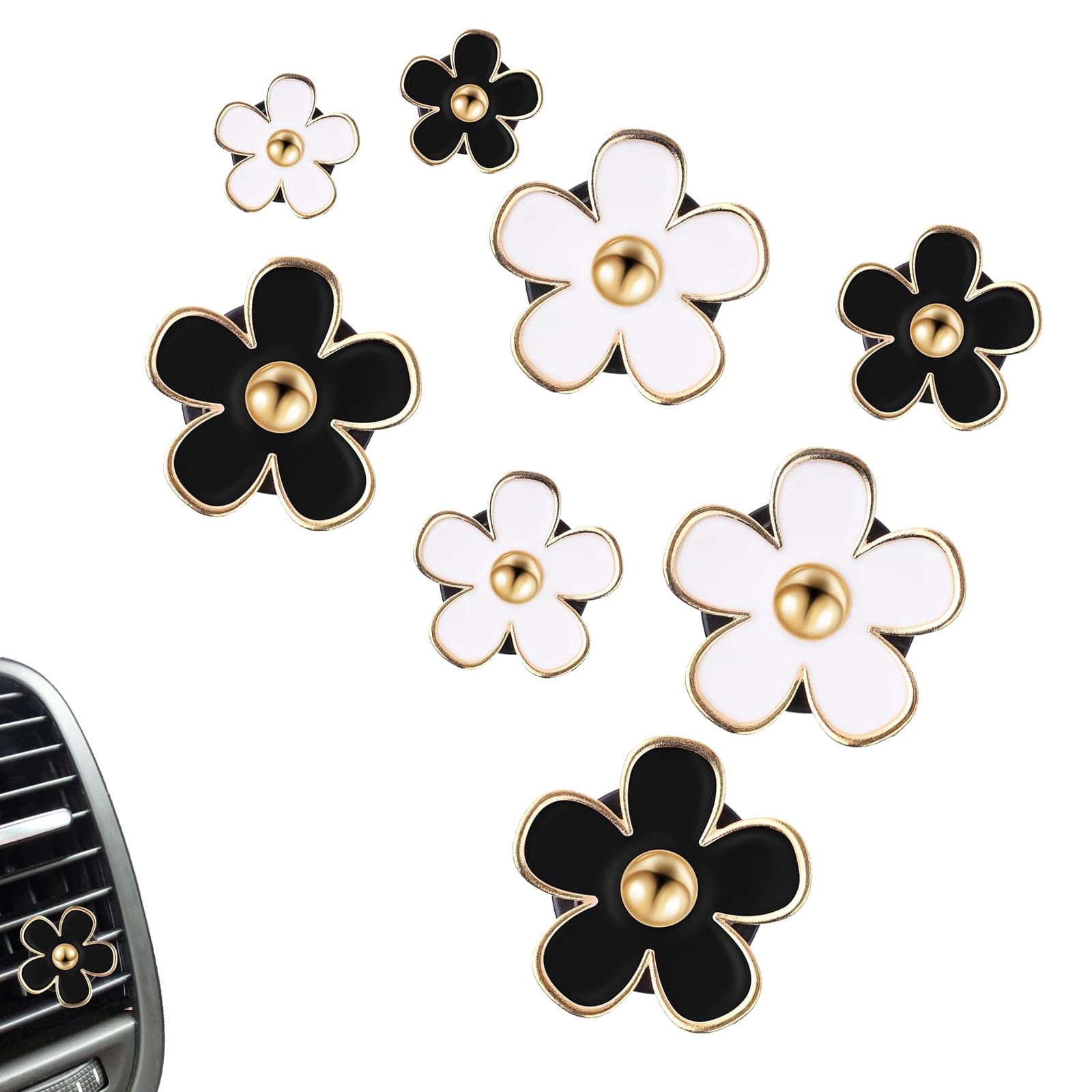 8Pcs Car Air Vent Clips Daisy Flower Air Freshener Clip | Cute Flower Air Conditioning Outlet Clip for Car Interior Decorations Charm Inter Decor Accessories... — Hxhwken