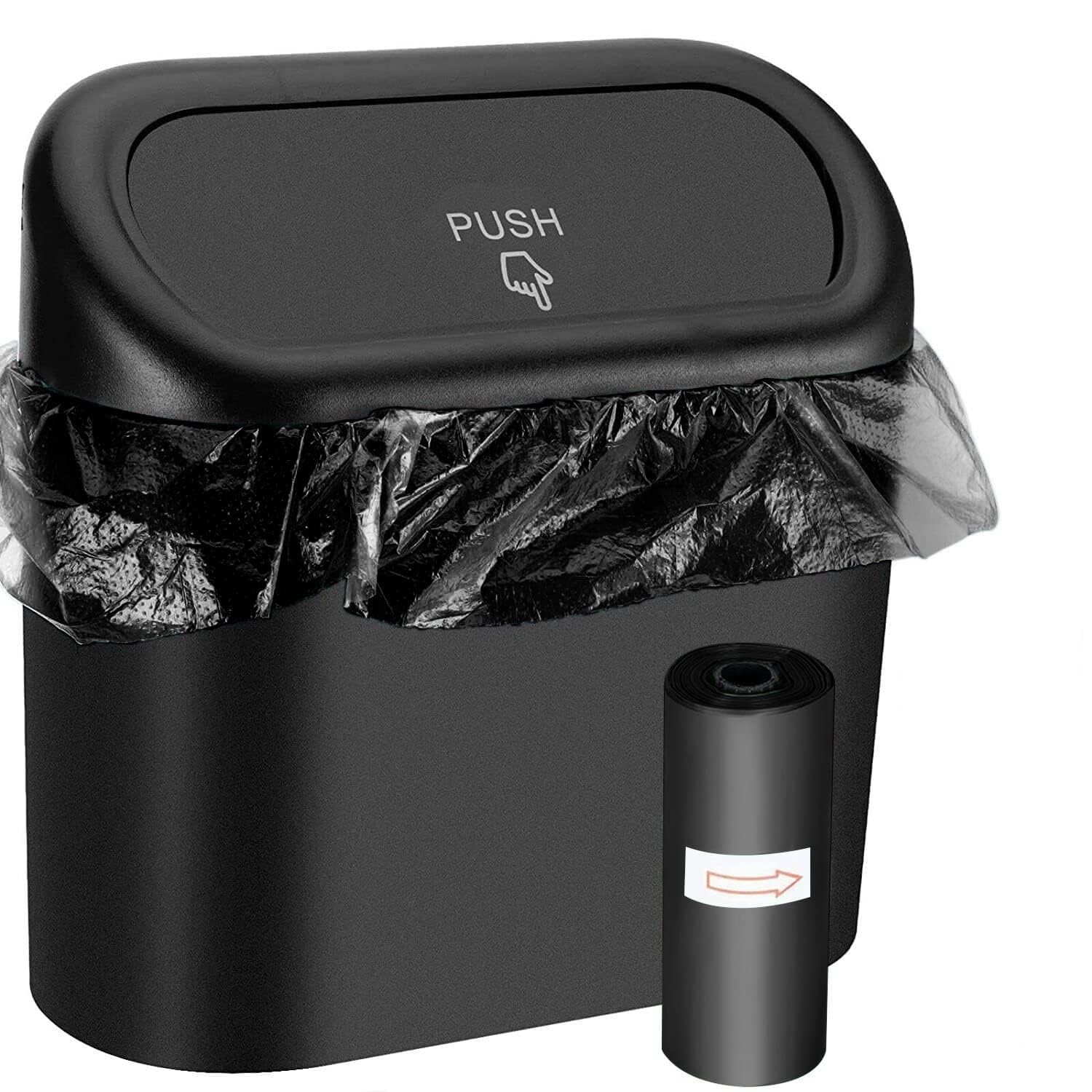 RECLUSE Car Trash Can with Lid and Bags,Mini Vehicle Trash Can, Waterproof Mini Car Trash Bag Dustbin Garbage Organizer, Portable Small Garbage Can Bin Trash... — Recluse