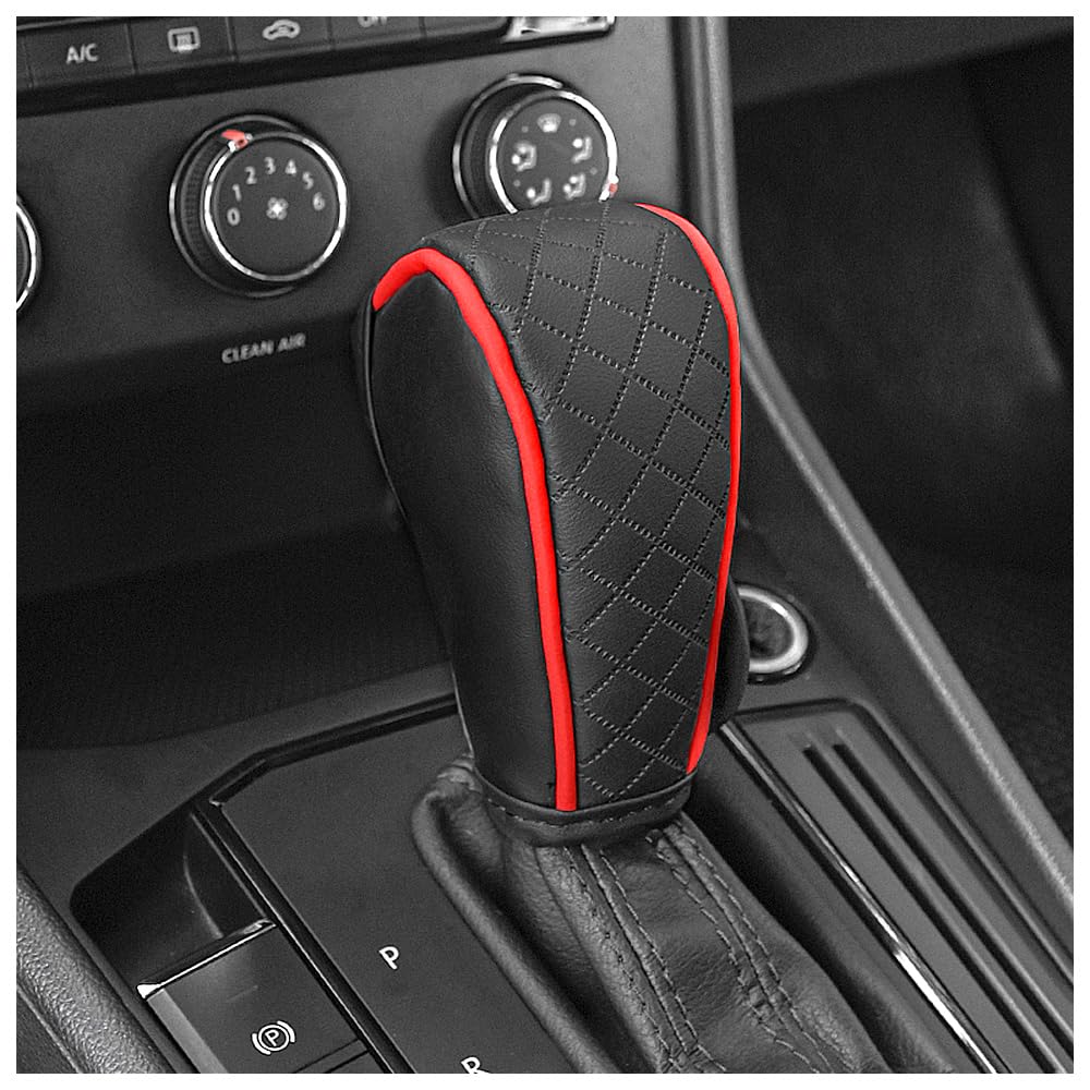 Leather Gear Shift Cover Diamond Embroidery Design,Durable Shift Knob Cover for Shift Lever Protection,Universal Car Gear Shift Cover Car Decorative Accessor... — Stacool