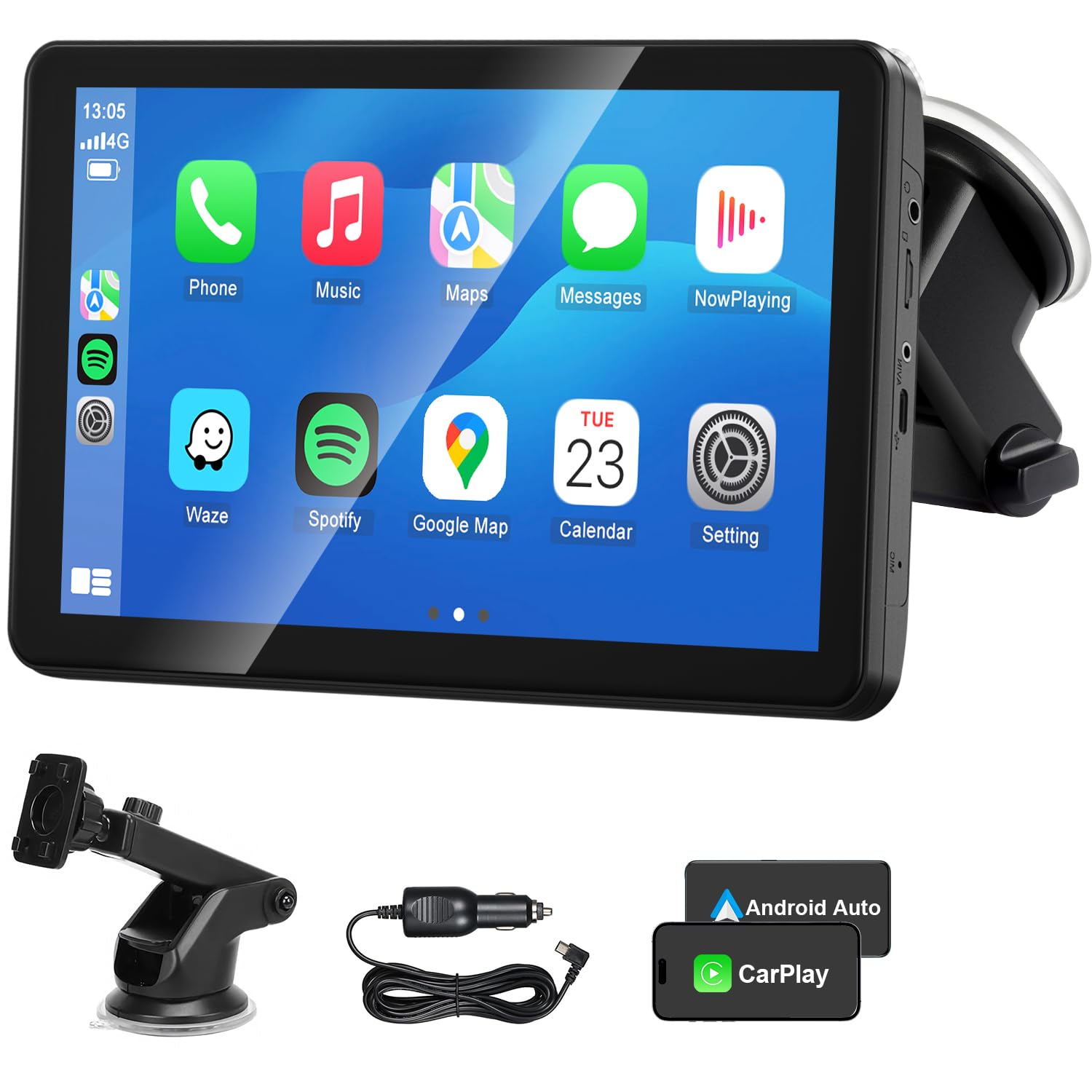 Wireless CarPlay Android Auto Screen for Car, 7" HD Touch Screen for Apple CarPlay Car Stereo Portable Live Navigation Mirror Link Music Video Player Siri/Ai... — Aonerex