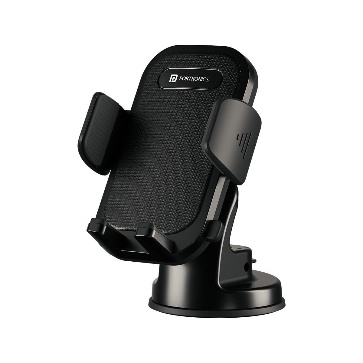 Portronics Clamp M4 Car Phone Holder Stand with 360 Degree Rotation, Strong Grip, Suction Cup Mount, Single Hand Use, Shockproof Build, Mobile Stand for Car... — Portronics
