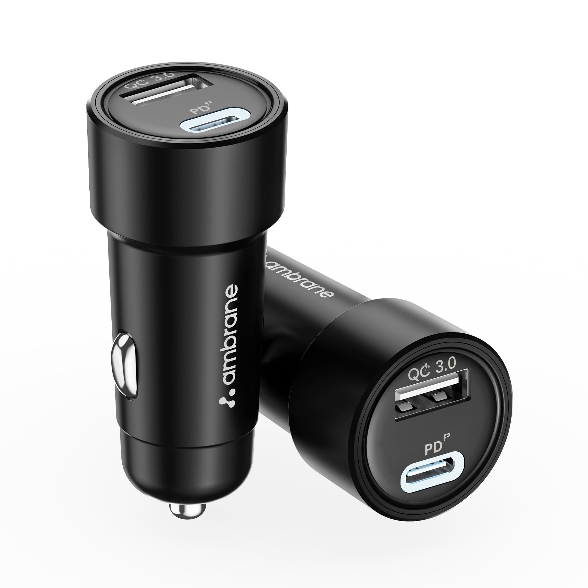 Ambrane 51W Fast Charging Car Charger, Dual Output 33W Type C PD + 18W USB Car Adapter, Quick Charge Car Plug for iPhone, Android, Tablets & More, High-Speed... — Ambrane