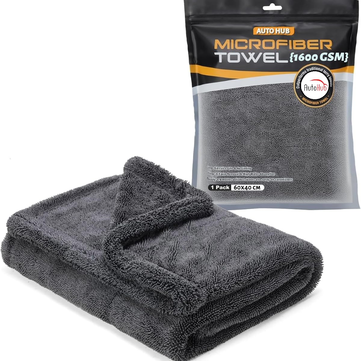 Auto Hub 1600gsm Microfiber Cleaning Cloth - Dual Sided Microfiber Cloth - Lint & Streak Free Car Cleaning Clothes - Multipurpose Car Wash Cloth-Twisted Loop... — Auto Hub