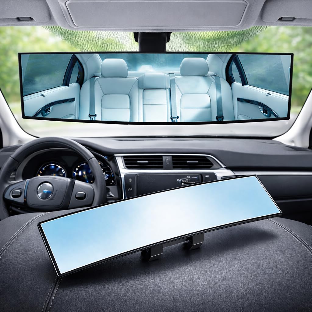 Rear View Mirror, Clip On Rear View Wide Angle Mirror, Panoramic Interior Extended Rear View Mirror, Anti-Glare, car mirror — Gnastas