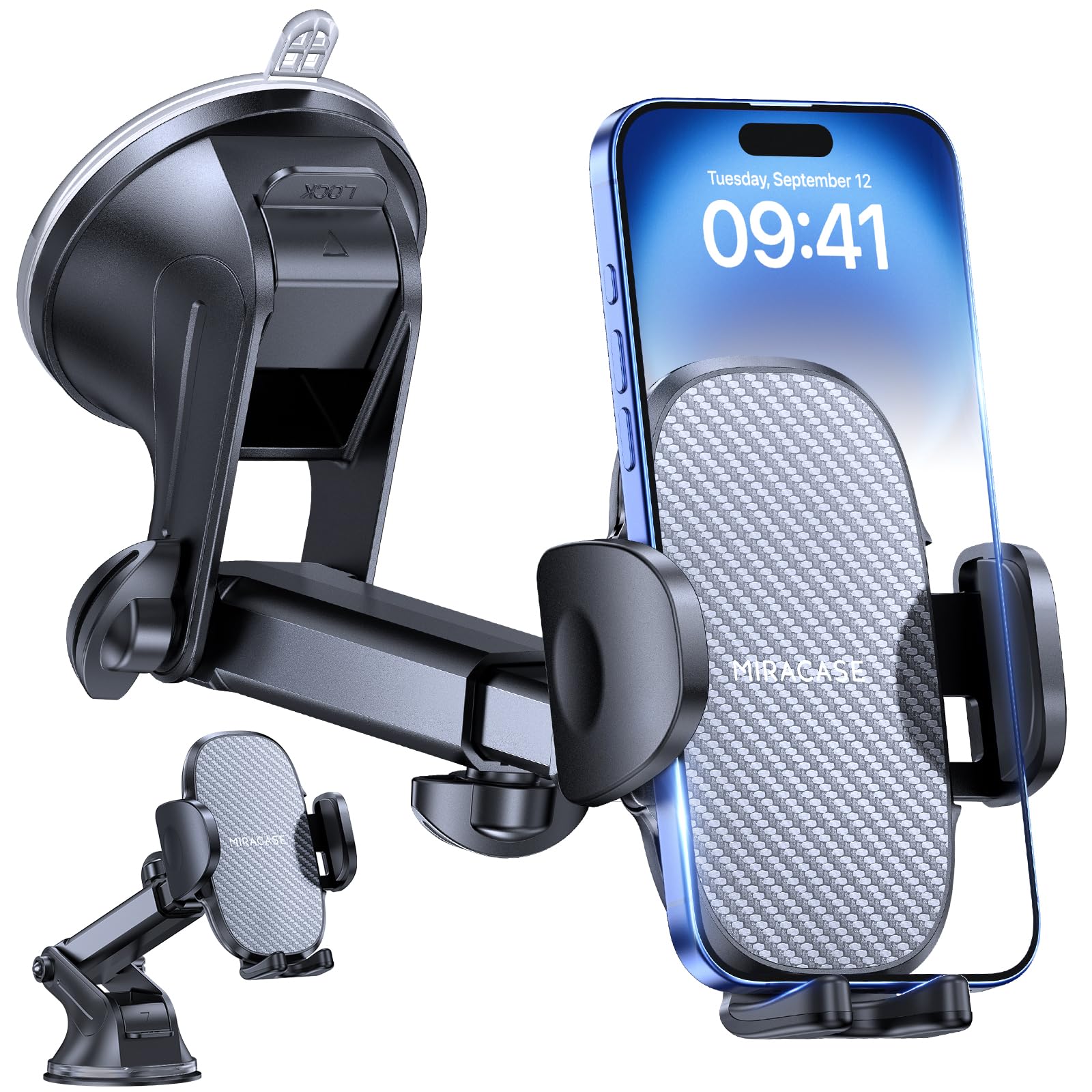 Miracase Car Phone Holder for Cars Dashboard Windscreen Desk, 3in 1 Mobile Phone Mount Automobile Cradle 360° Rotatable Stand GPS Vehicle Mount for iPhone 17... — Miracase