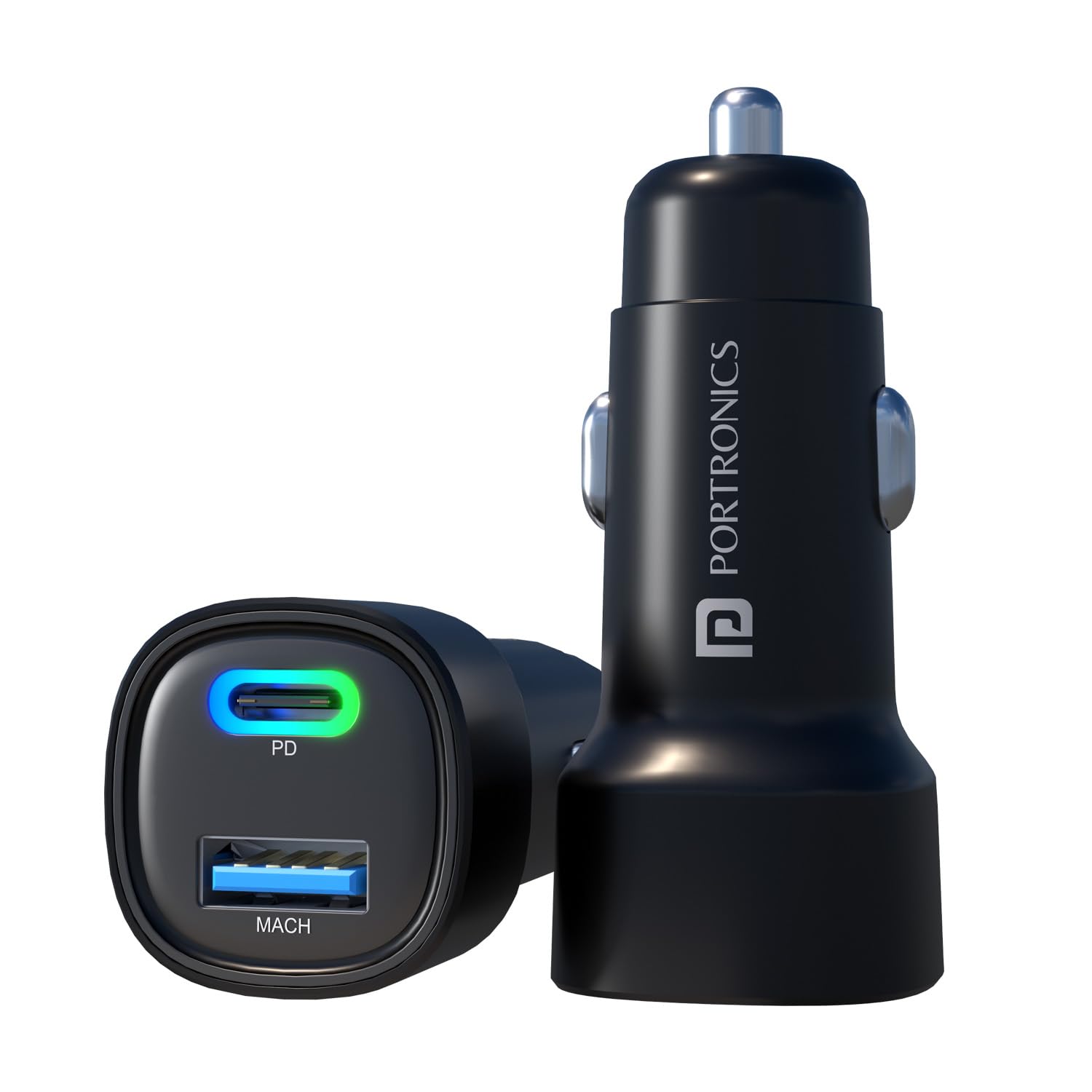 Portronics 80W Dual Output Fast Car Charger with Type-C PD & USB, LED Indicator, Charging Adapter Compatible with Cars for iPhone & Android Smartphone, Smart... — Portronics