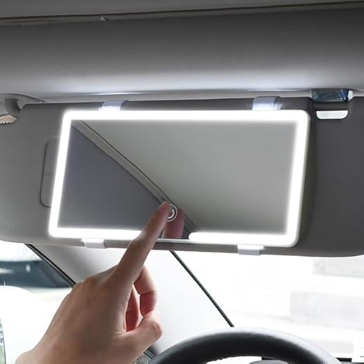 Ekaarav ® Car Sun Visor Vanity Mirror, Makeup Mirror with 3 Light Modes & 60 LEDs Rechargeable Led Light Car Mirror with Dimmable Touch Screen, Rear View Sun... — Ekaarav Store