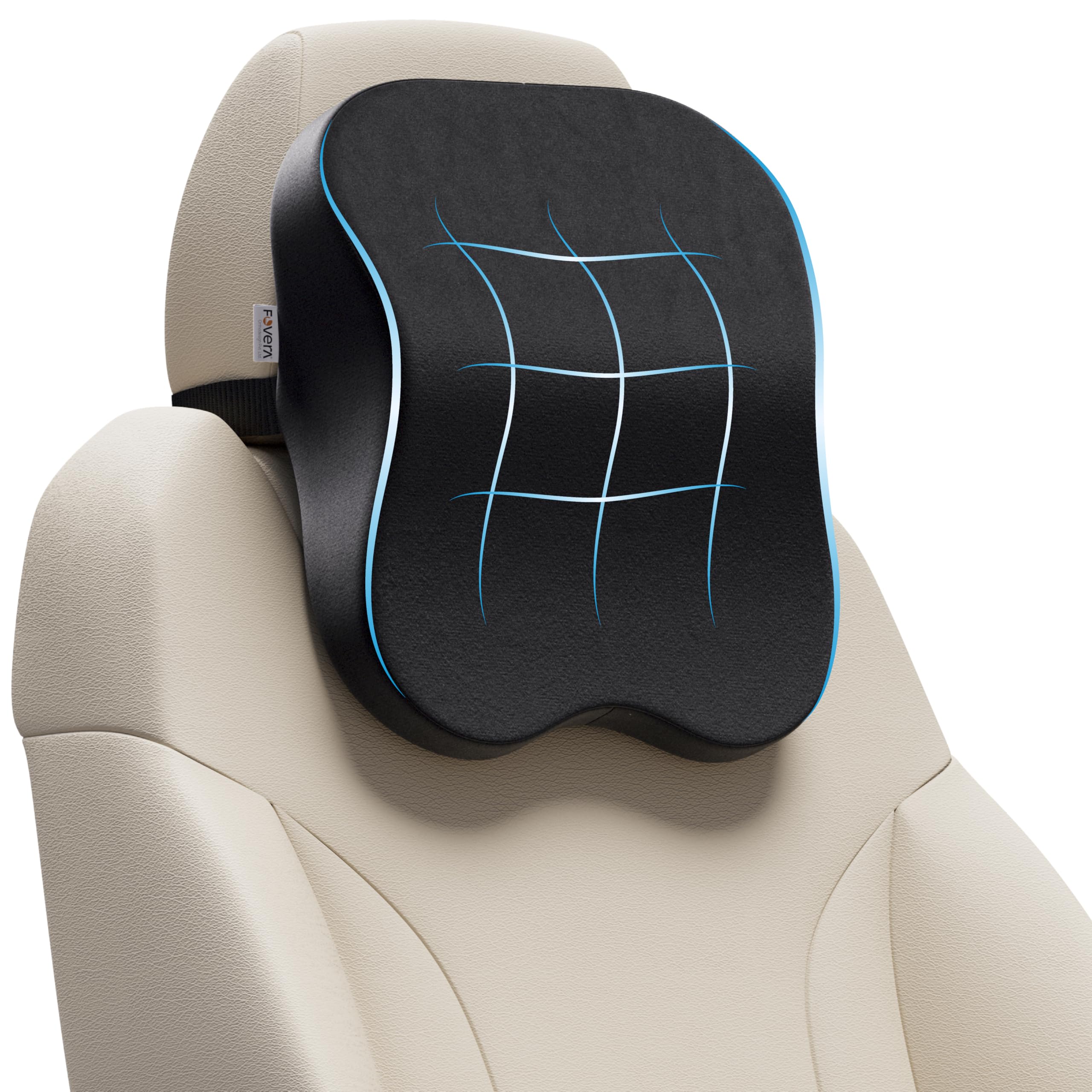 FOVERA Car Neck Rest Pillow | 2 Years Warranty | Memory Foam Neck Pillow for Car, Car Seat Head Rest Cushion for Neck & Cervical Support - Relieves Neck Pain... — Fovera