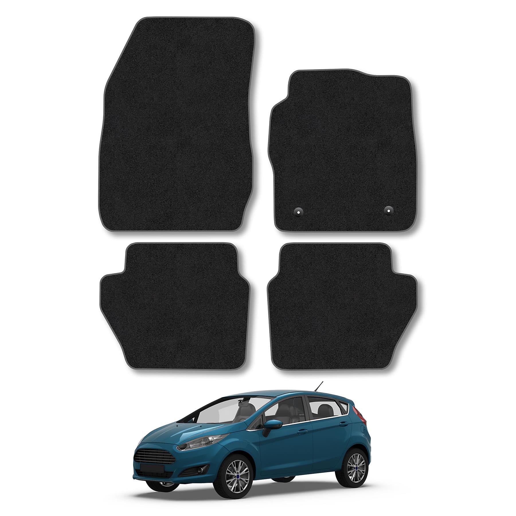 Fits Ford Fiesta (2011-2017) Carpet Car Mats | Black Edge Trim Tailored Fit Floor Mats Full Coverage Protection Accessories Easy Clean Anti Slip Made in the UK — Car Mat